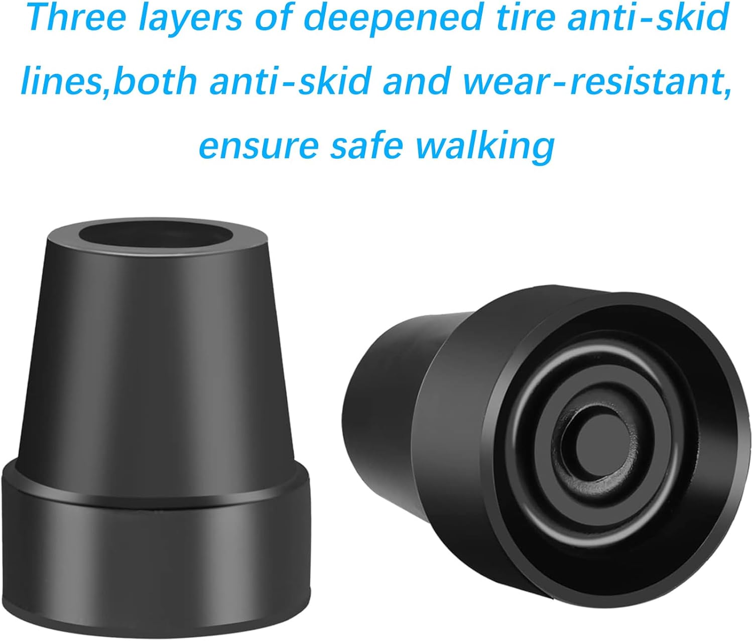 4Pcs Cane Tips 3/4 Inch Heavy Duty Rubber Cane Tips, Anti Slip Replacement Rubber Tips for Canes, Walking Sticks - Image 3