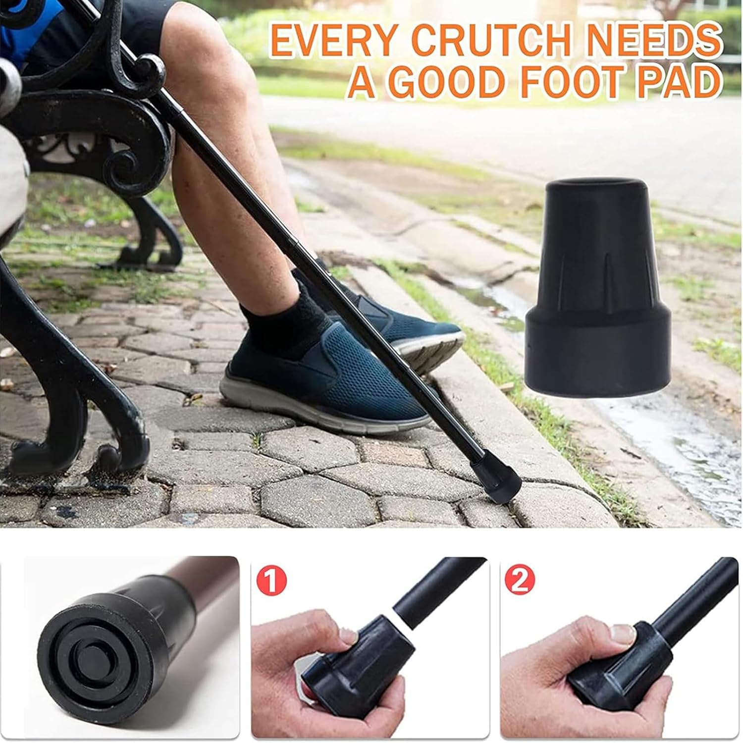 4Pcs Cane Tips 3/4 Inch Heavy Duty Rubber Cane Tips, Anti Slip Replacement Rubber Tips for Canes, Walking Sticks - Image 4