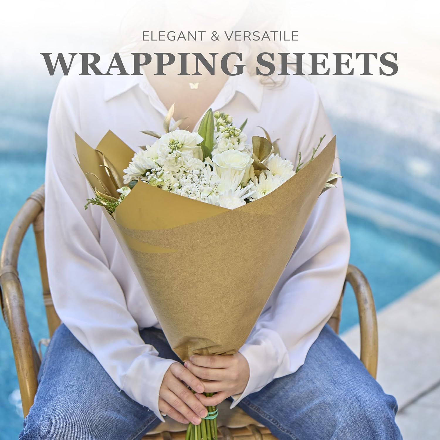20 Sheets Premium Flower Wrapping Paper | Waterproof Flower Wrapping Paper for Bouquets | Double Sided Floral Bouquet Sheets | DIY Gifts Colorblend Kraft Look - Image 2