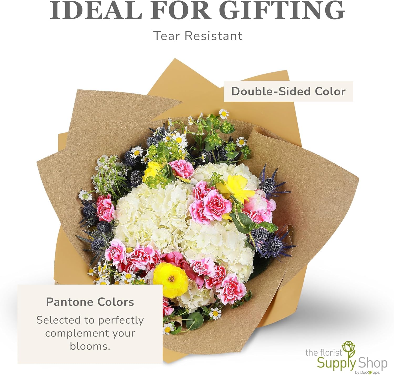 20 Sheets Premium Flower Wrapping Paper | Waterproof Flower Wrapping Paper for Bouquets | Double Sided Floral Bouquet Sheets | DIY Gifts Colorblend Kraft Look - Image 7