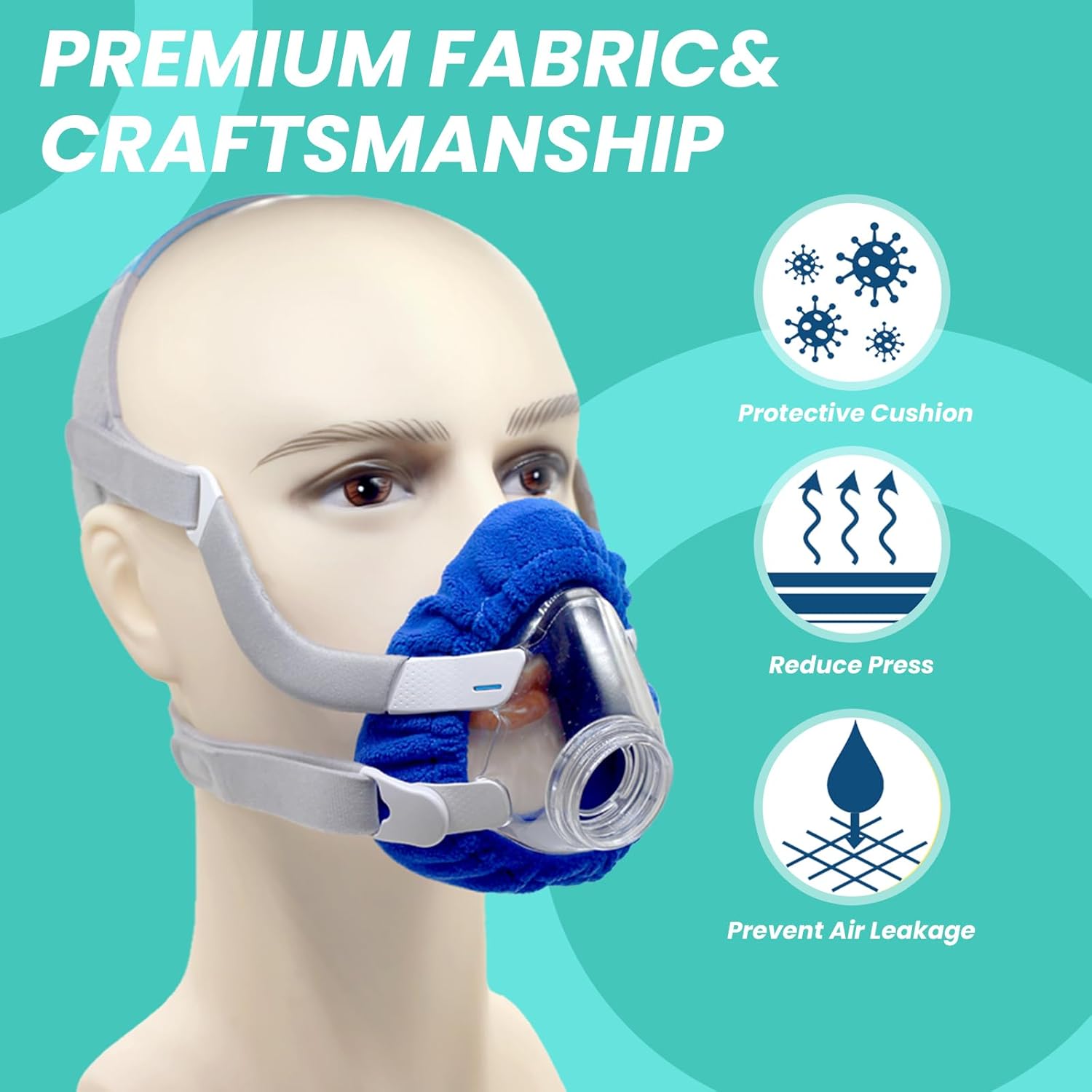 4-Pack Medium CPAP' Mask Liners Complitable for Resmed F20 Full Face Mask Cushions, Ultra-Soft Micro-Fleece Reduces Air Leaks & Pressure Marks, Reusable Mask Covers, Breathable for All-Night - Image 2