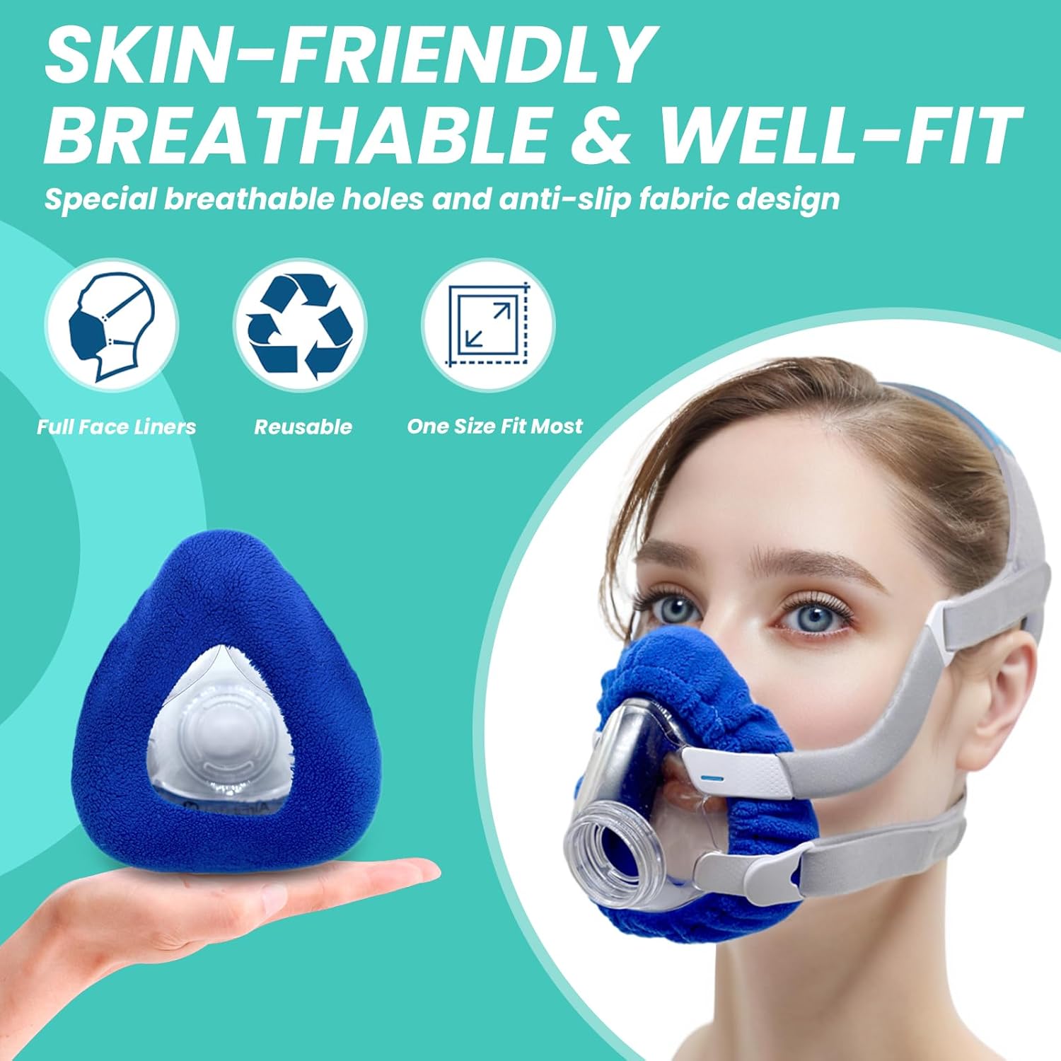 4-Pack Medium CPAP' Mask Liners Complitable for Resmed F20 Full Face Mask Cushions, Ultra-Soft Micro-Fleece Reduces Air Leaks & Pressure Marks, Reusable Mask Covers, Breathable for All-Night - Image 3