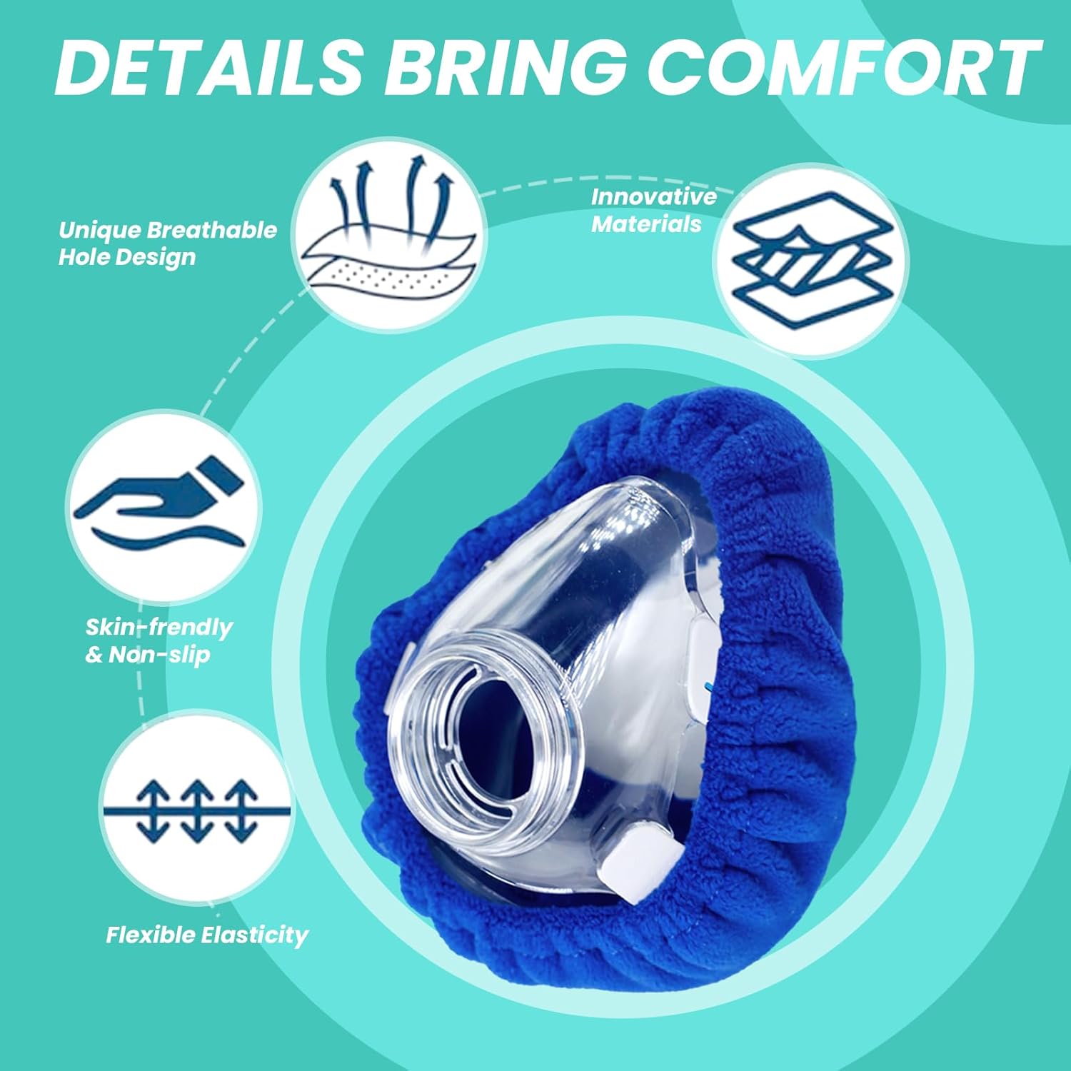 4-Pack Medium CPAP' Mask Liners Complitable for Resmed F20 Full Face Mask Cushions, Ultra-Soft Micro-Fleece Reduces Air Leaks & Pressure Marks, Reusable Mask Covers, Breathable for All-Night - Image 4