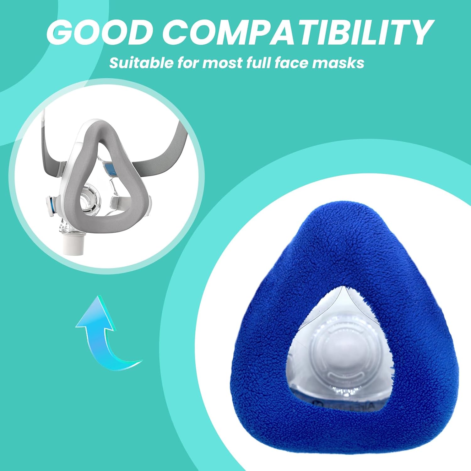 4-Pack Medium CPAP' Mask Liners Complitable for Resmed F20 Full Face Mask Cushions, Ultra-Soft Micro-Fleece Reduces Air Leaks & Pressure Marks, Reusable Mask Covers, Breathable for All-Night - Image 7