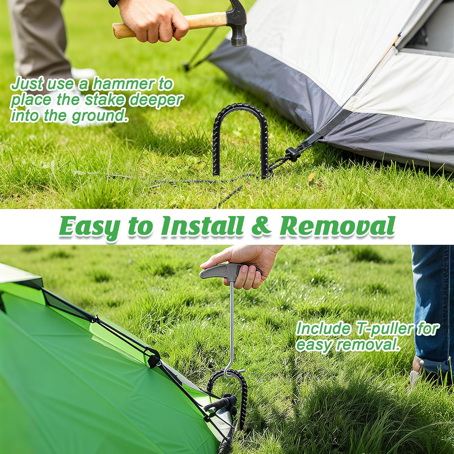Trampolines Wind Stakes,Heavy Duty U Shaped Rebar Tent Stakes Ground Anchors Galvanized Steel Safety Trampoline Anchors for Camping Tents, Soccer Goals - Image 5