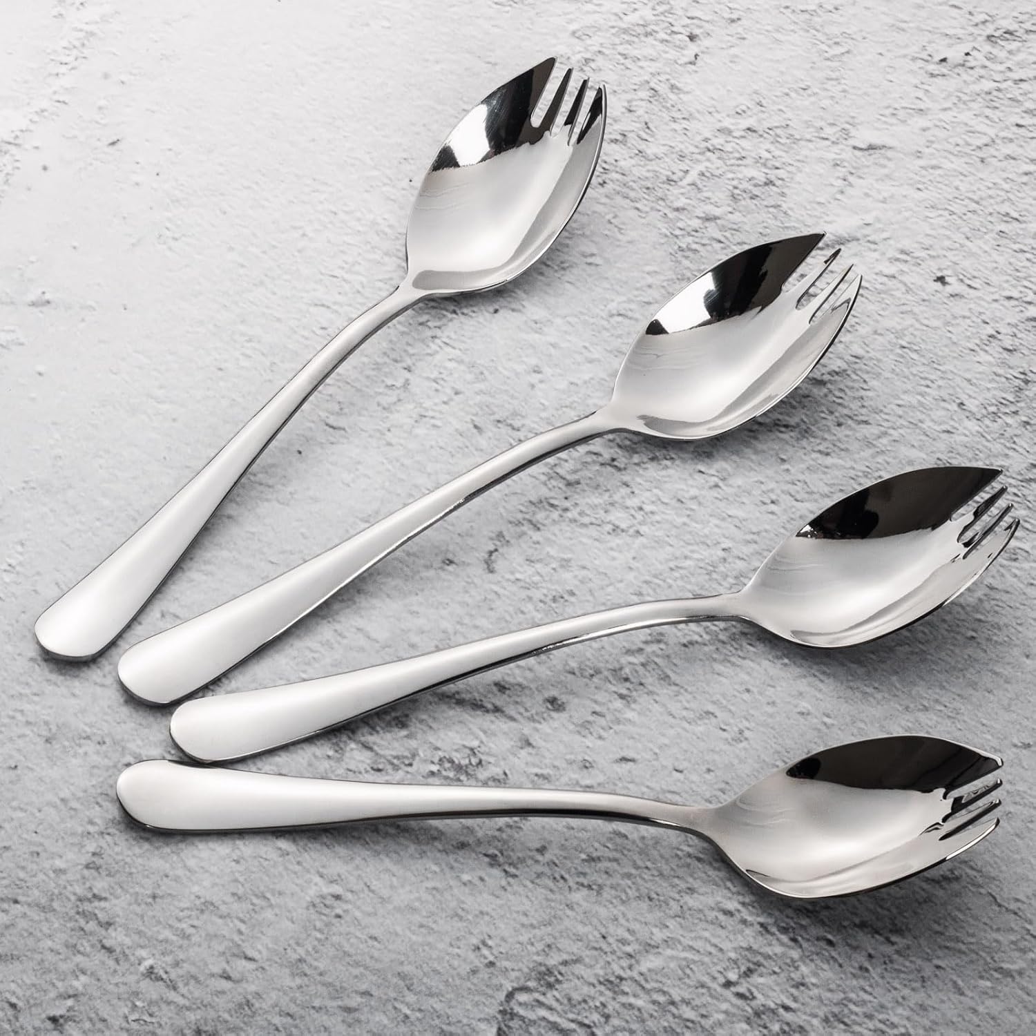 Sporks, 8-Pack Food-grade Stainless Steel Sporks, 7.4 Inches Long Handle Salad Forks For Dessert, Ice Cream, Salad, Soup, Noodle, Spaghetti, Dishwasher Safe - Image 3