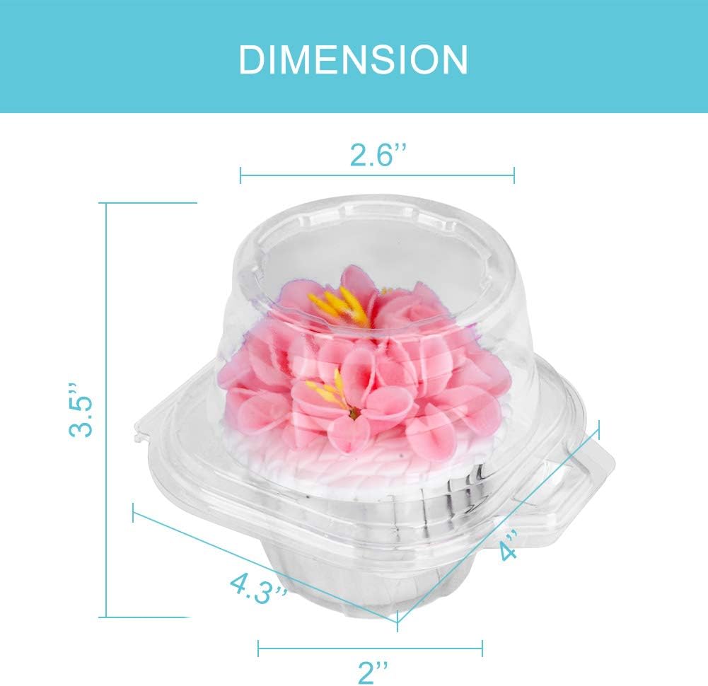 50 Pcs Cupcake Boxes Plastic Individual Cupcake Containers Single Cupcake Carrier with Connected Airtight Dome Lid for Party - Image 2
