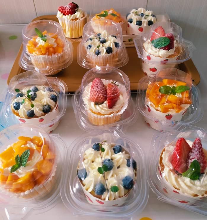 50 Pcs Cupcake Boxes Plastic Individual Cupcake Containers Single Cupcake Carrier with Connected Airtight Dome Lid for Party - Image 6