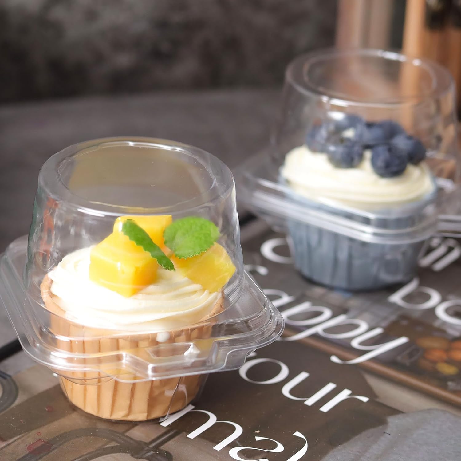 50 Pcs Cupcake Boxes Plastic Individual Cupcake Containers Single Cupcake Carrier with Connected Airtight Dome Lid for Party - Image 8