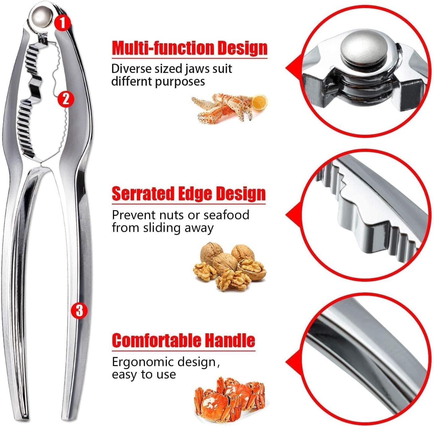8 Pcs Lobster Crackers and Picks Set, Crab Leg Cracker Tools, Stainless Steel Seafood Crackers & Forks Nut Cracker Set for Eating Stake Support - Image 3
