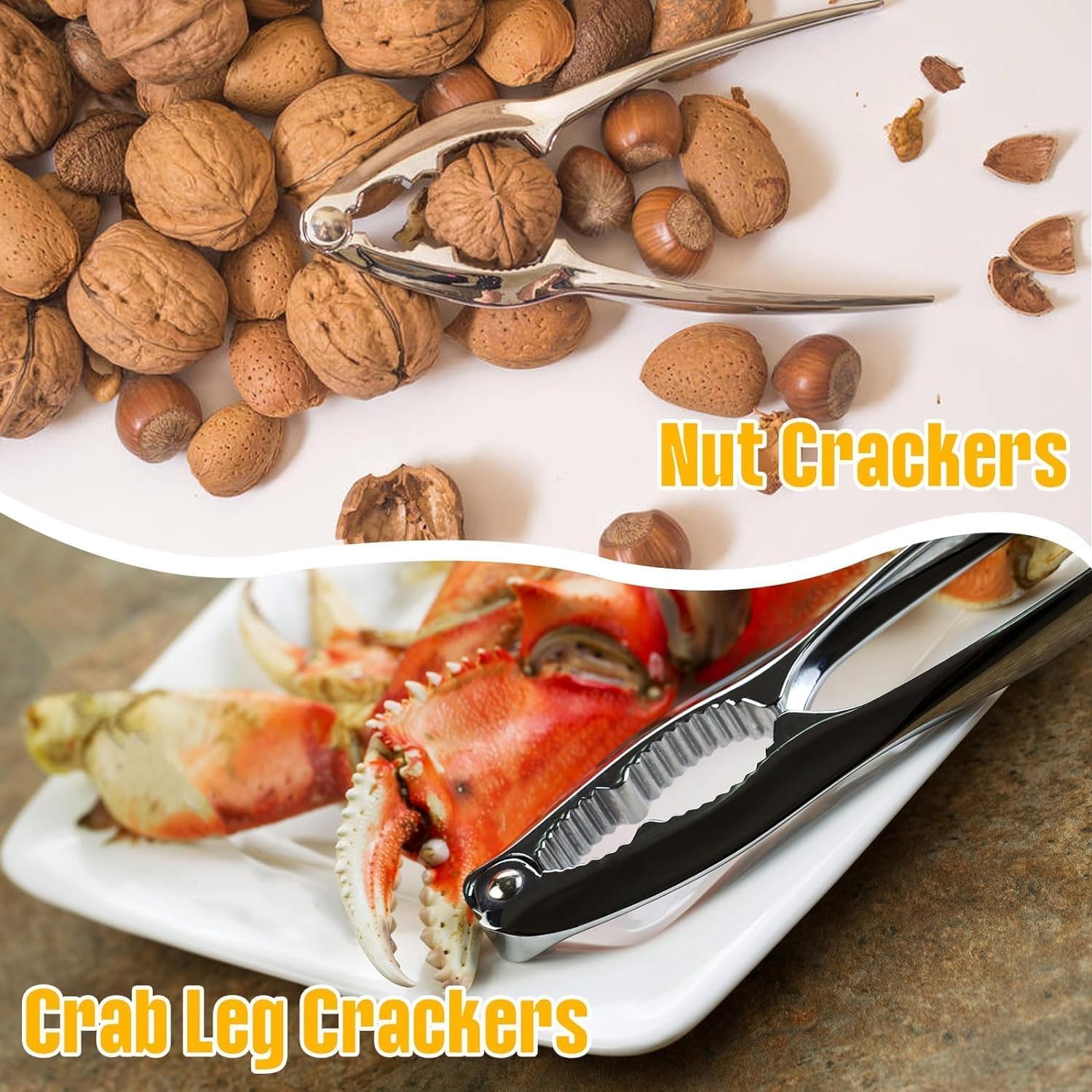 8 Pcs Lobster Crackers and Picks Set, Crab Leg Cracker Tools, Stainless Steel Seafood Crackers & Forks Nut Cracker Set for Eating Stake Support - Image 7