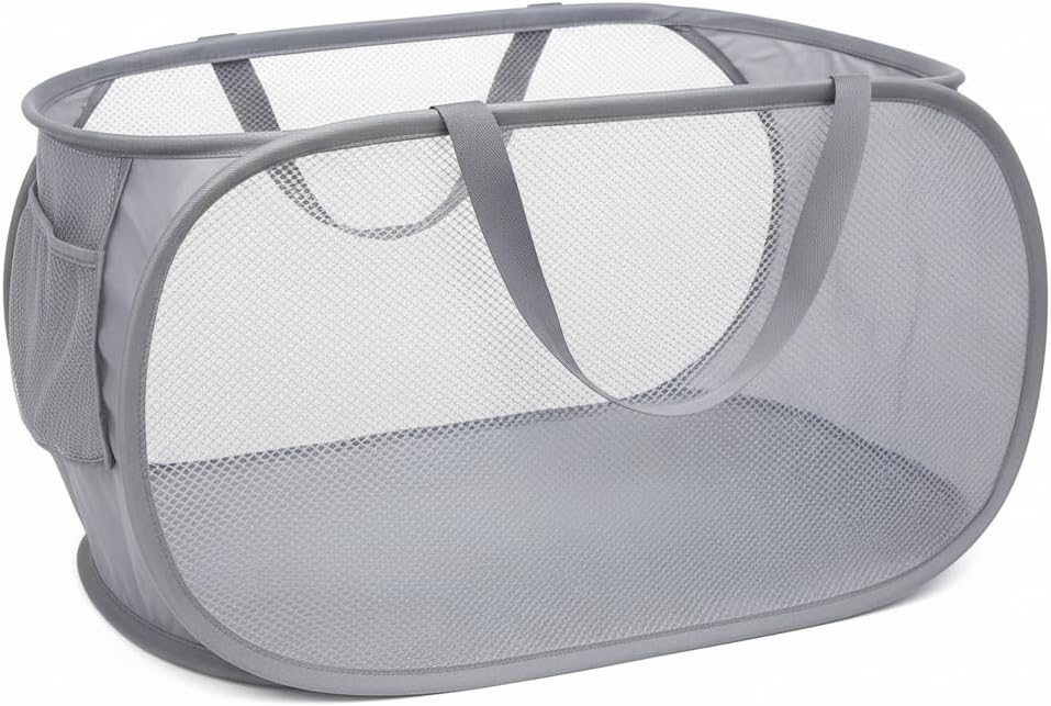 Upgraded Collapsible Laundry Baskets, Durable Pop Up Laundry Hamper, 4th Generation Mesh Laundry Bags with Reinforced Handles & Side Pocket for Laundry, Home Storage, Bathroom, Travel, Dorm - Image 1