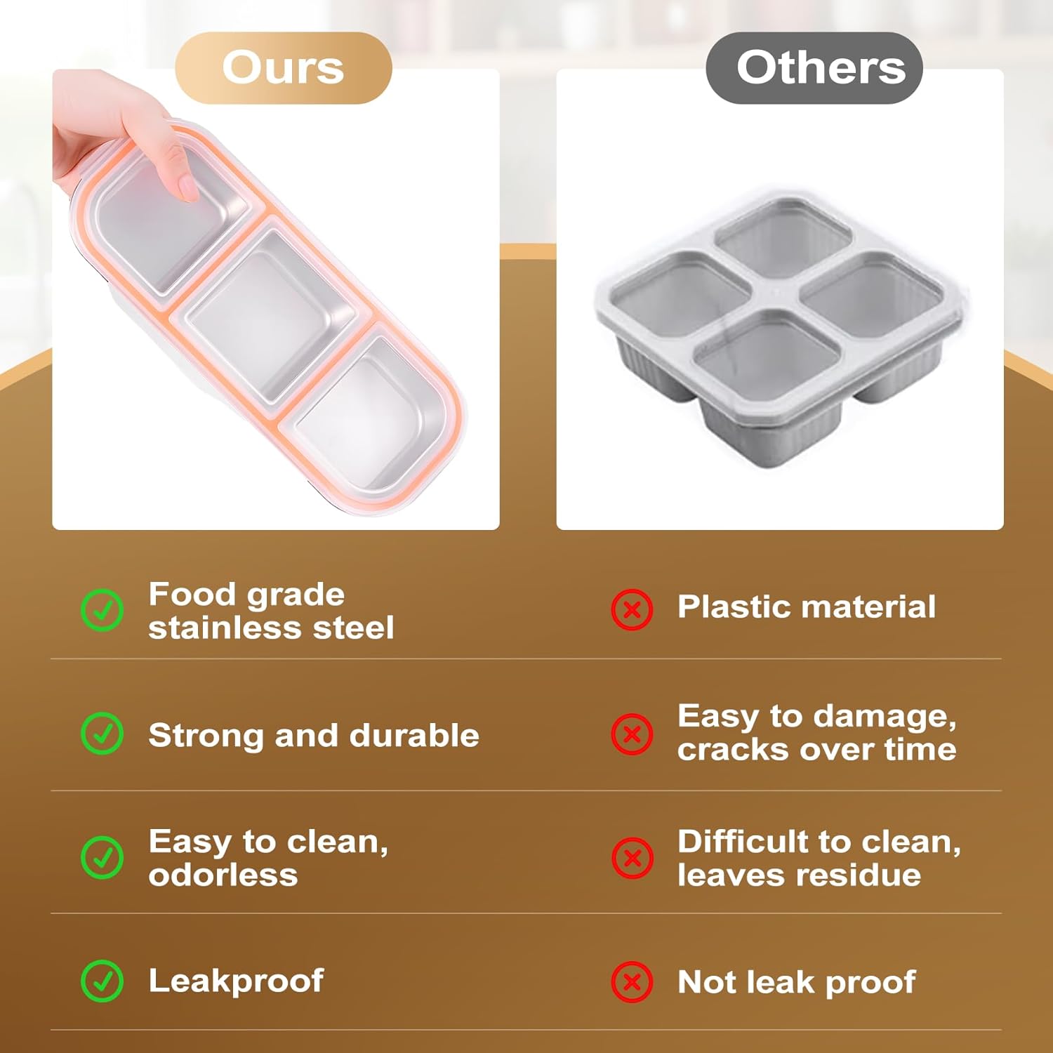 Stainless Steel Snack Containers - Reusable 3 Compartment Snackle Box Container with Lids for Kids Adults, Divided Snack Food Storage Containers for School, Home, Travel - Image 3