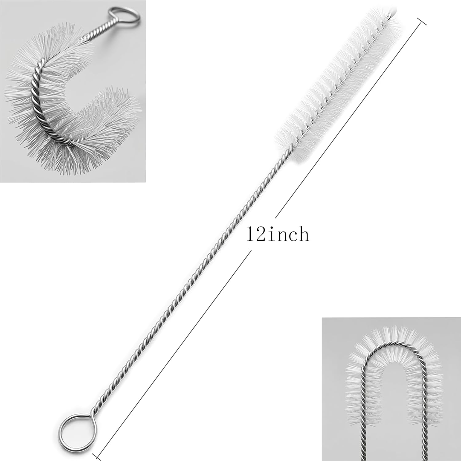12 Inch Extra Long Straw Brush Cleaner (10 Pack), Flexible Nylon Tube Cleaning Brushes with 0.4 Inch Bristle Head, Rust-Proof Stainless Steel Wire for Reusable Tumbler Straws, Pet Fountains & Pipes - Image 2