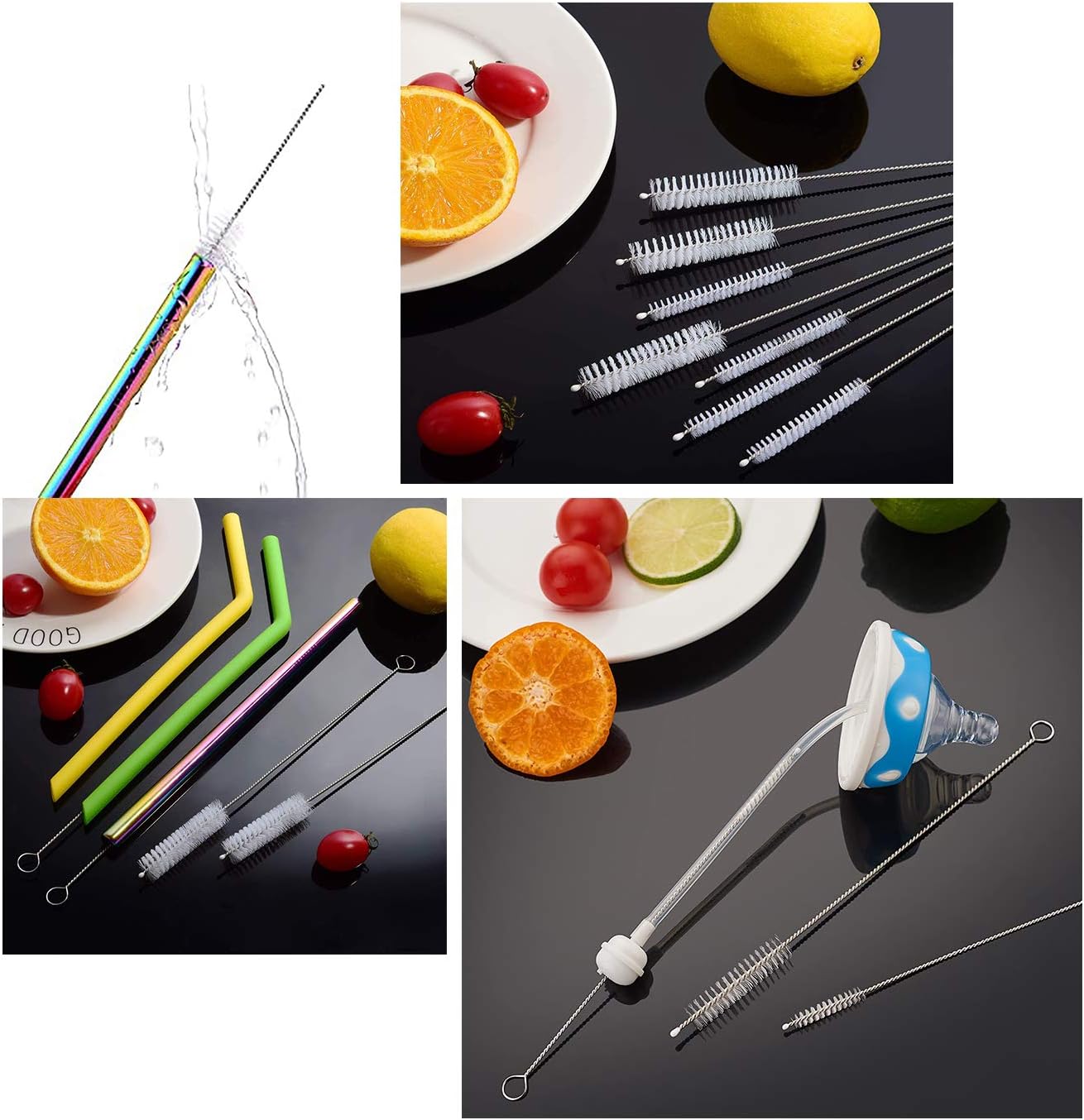 12 Inch Extra Long Straw Brush Cleaner (10 Pack), Flexible Nylon Tube Cleaning Brushes with 0.4 Inch Bristle Head, Rust-Proof Stainless Steel Wire for Reusable Tumbler Straws, Pet Fountains & Pipes - Image 4