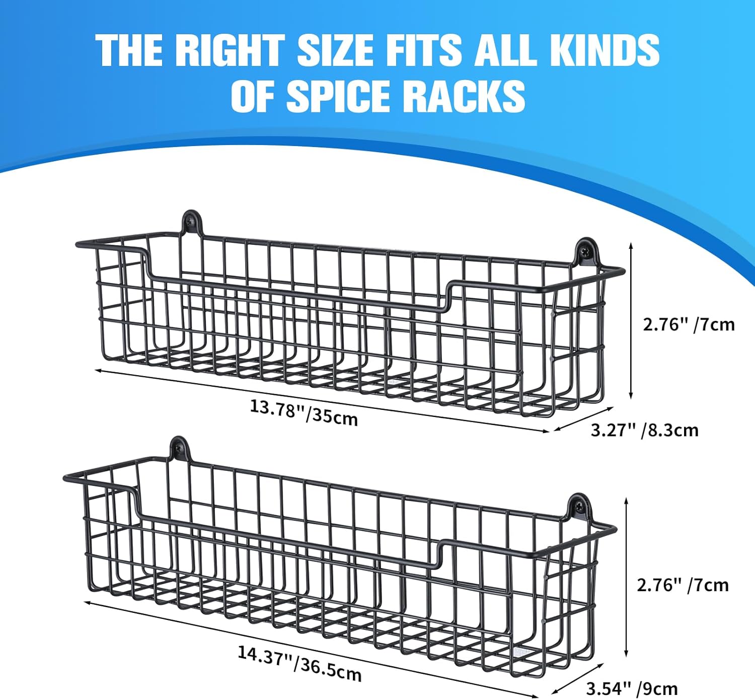 Spice Rack Organizer Wall Mount, Spice Organization Storage Shelf for Cabinet Door, 2 Packs Wall Spice Rack Saving Space for Kitchen, Black - Image 2
