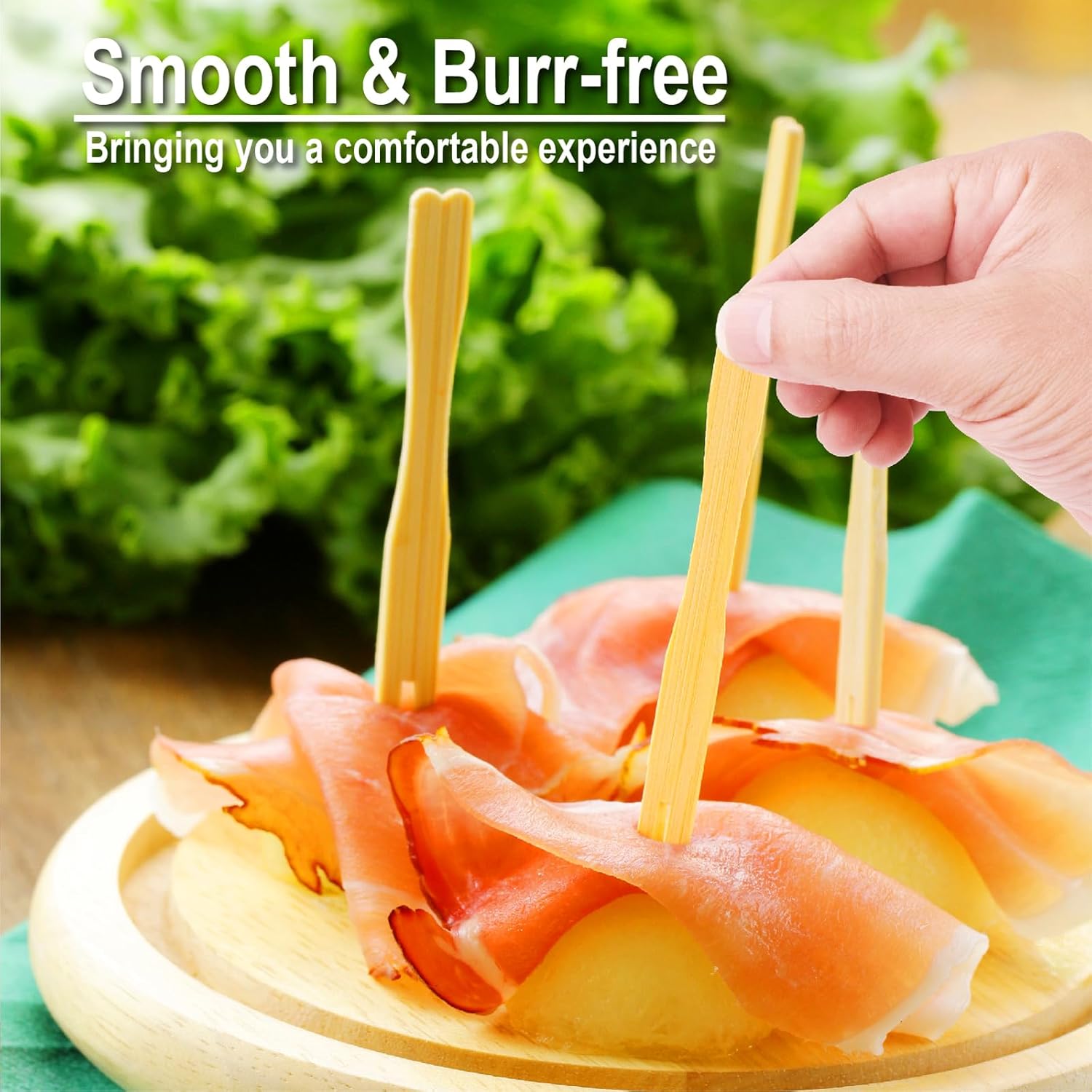 400 Bamboo Appetizer Forks, 3.5 Inch Mini Bamboo Forks for Charcuterie Boards Accessories, Fancy Toothpicks for Appetizers, Disposable Wooden Cocktail Fork, Small Fruit Food Picks for Party Supplies - Image 2