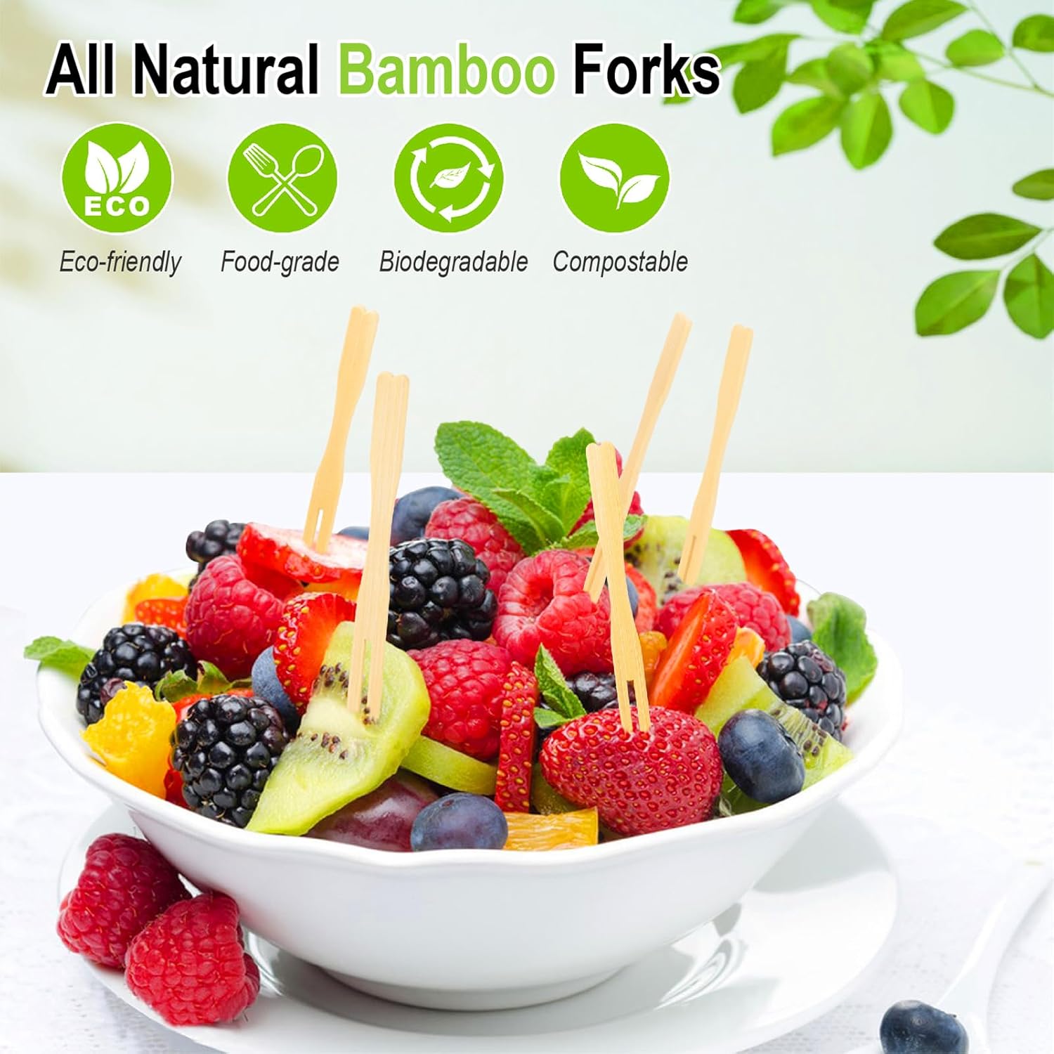 400 Bamboo Appetizer Forks, 3.5 Inch Mini Bamboo Forks for Charcuterie Boards Accessories, Fancy Toothpicks for Appetizers, Disposable Wooden Cocktail Fork, Small Fruit Food Picks for Party Supplies - Image 4