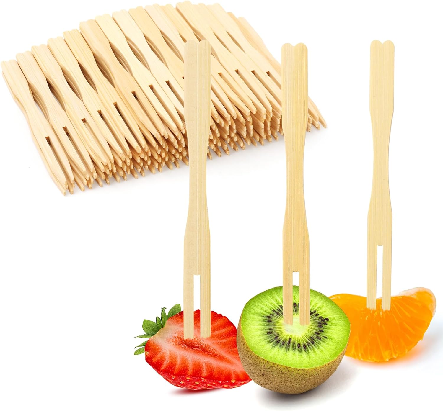 400 Bamboo Appetizer Forks, 3.5 Inch Mini Bamboo Forks for Charcuterie Boards Accessories, Fancy Toothpicks for Appetizers, Disposable Wooden Cocktail Fork, Small Fruit Food Picks for Party Supplies - Image 8