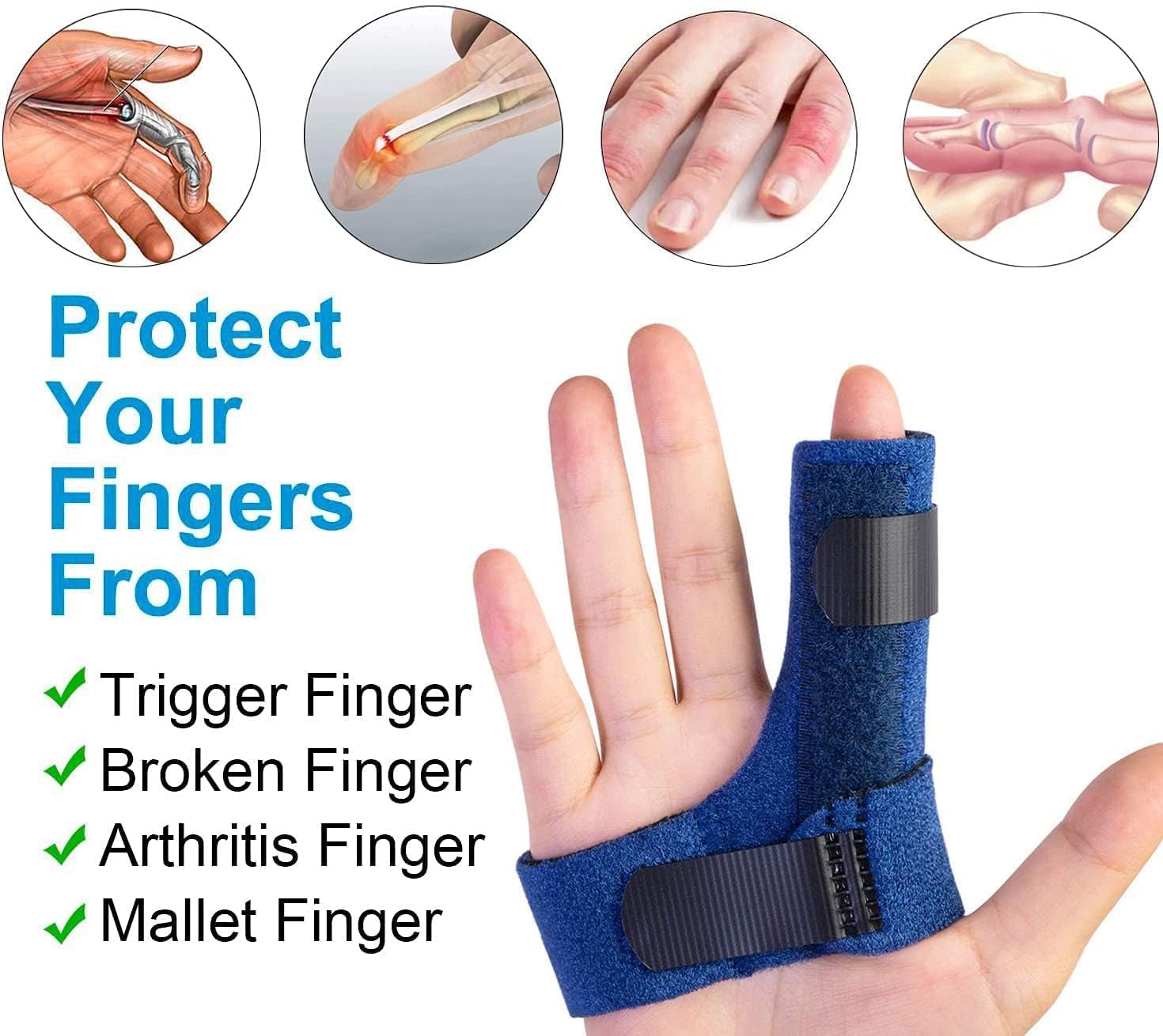 Finger Brace, Trigger Finger Splint for Index Middle Ring Pinky Finger Arthritis Pain, Tendon Injury, Broken Mallet Finger Stabilizer Supports for Dislocated Knuckle Immobilizer Wrap for - Image 3