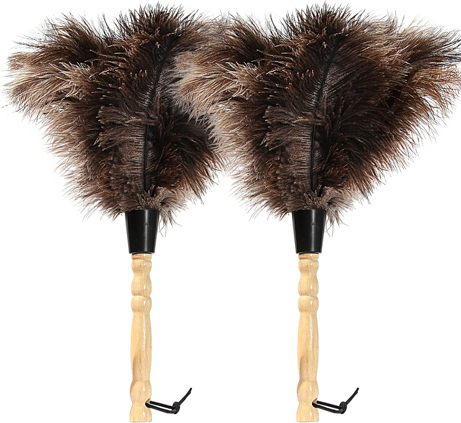 Ostrich Feather Duster 14 inch Feather Duster Fluffy Natural Genuine Ostrich Feathers with Wooden Handle and Eco-Friendly Reusable Handheld Ostrich Feather Duster for Cleaning Supplies - Image 1