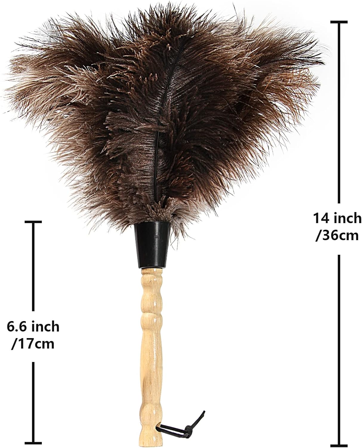 Ostrich Feather Duster 14 inch Feather Duster Fluffy Natural Genuine Ostrich Feathers with Wooden Handle and Eco-Friendly Reusable Handheld Ostrich Feather Duster for Cleaning Supplies - Image 2