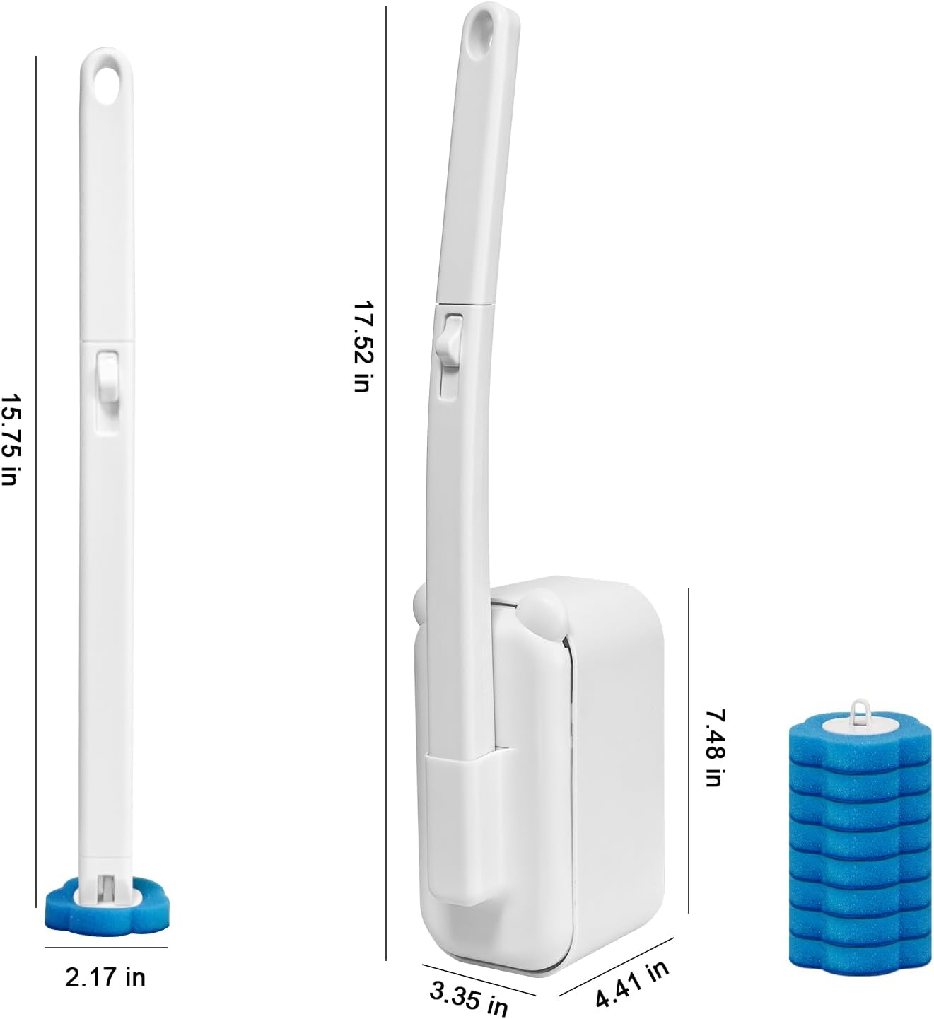 Disposable Toilet Brush with 48 Refills,Toilet Cleaning Supplies,Toilet Wand Brush Starter Kit,Wall Mounted Toilet Bowl Cleaner Brush with Holder for Bathroom Deep Cleaning & Hygiene (White) - Image 2