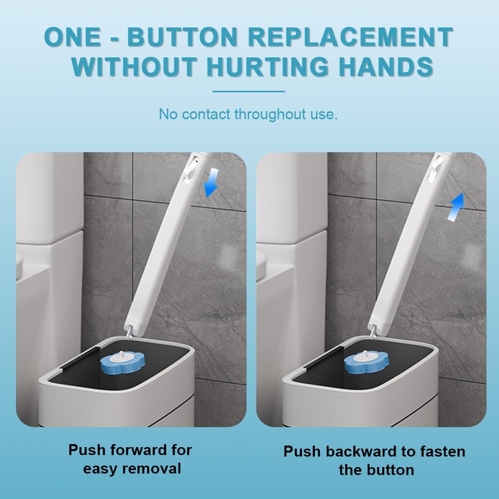 Disposable Toilet Brush with 48 Refills,Toilet Cleaning Supplies,Toilet Wand Brush Starter Kit,Wall Mounted Toilet Bowl Cleaner Brush with Holder for Bathroom Deep Cleaning & Hygiene (White) - Image 5