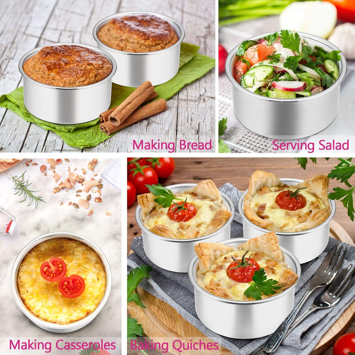 4 Inch Small Cake Pan Set of 3, Stainless Steel Mini Round Smash Cake Baking Pans, Non-Toxic & Healthy, Mirror Finish & Dishwasher Safe - Image 7