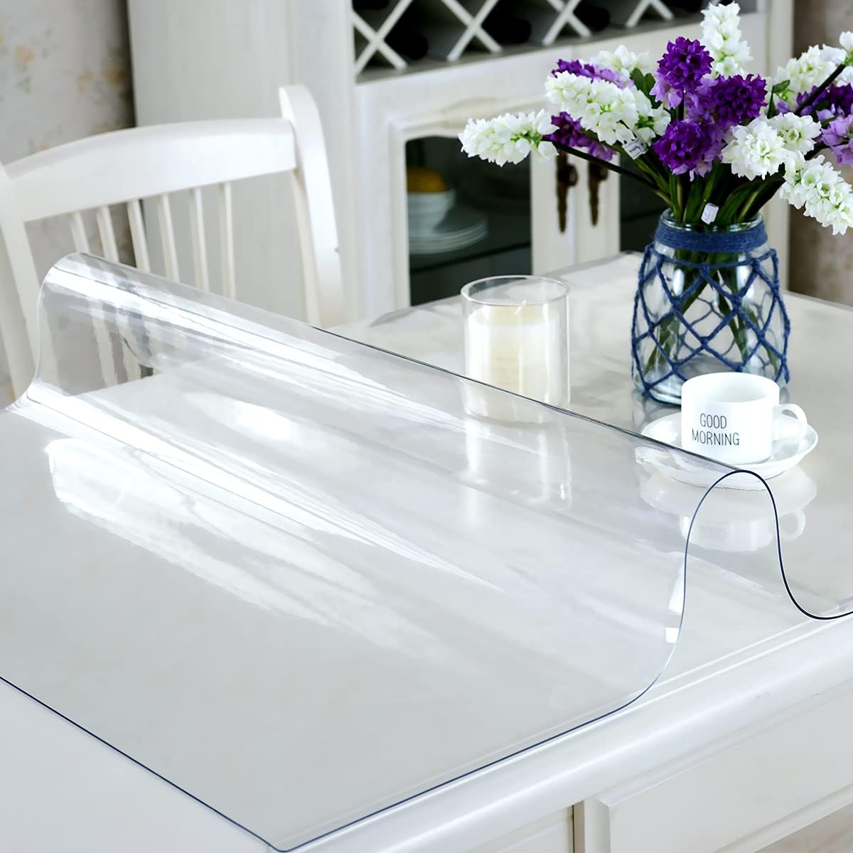 Clear Table Protector 24 x 48 Inch - 2mm Thick Plastic Table Cover, Clear Table Cover Protector Rectangle, Waterproof PVC Desk Mat for Coffee Table, Writing Desk, Dining Room, Dresser - Image 2