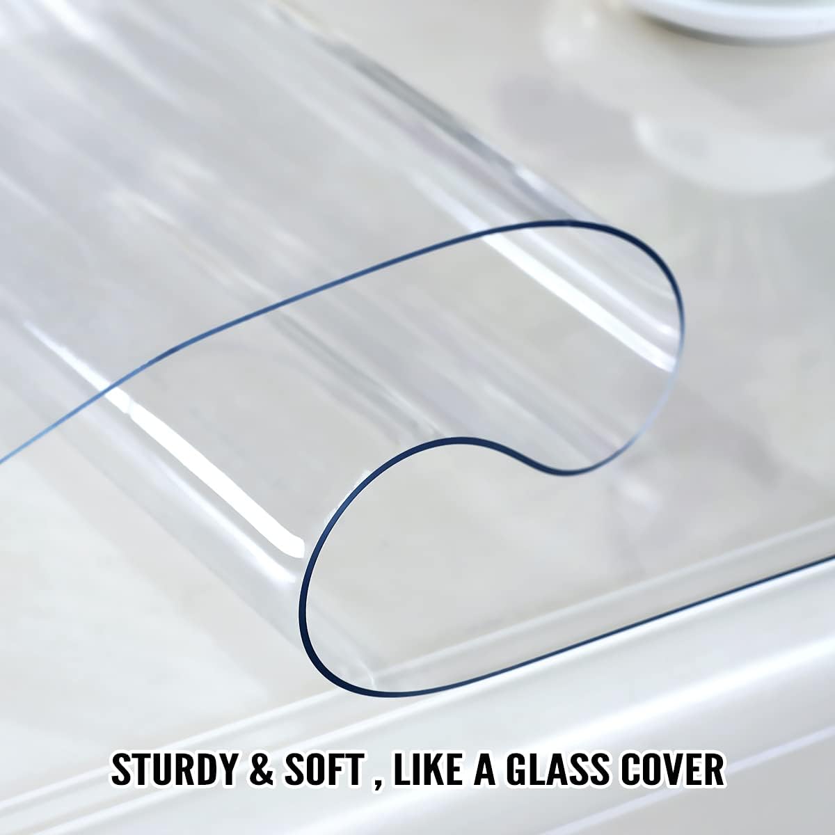 Clear Table Protector 24 x 48 Inch - 2mm Thick Plastic Table Cover, Clear Table Cover Protector Rectangle, Waterproof PVC Desk Mat for Coffee Table, Writing Desk, Dining Room, Dresser - Image 3