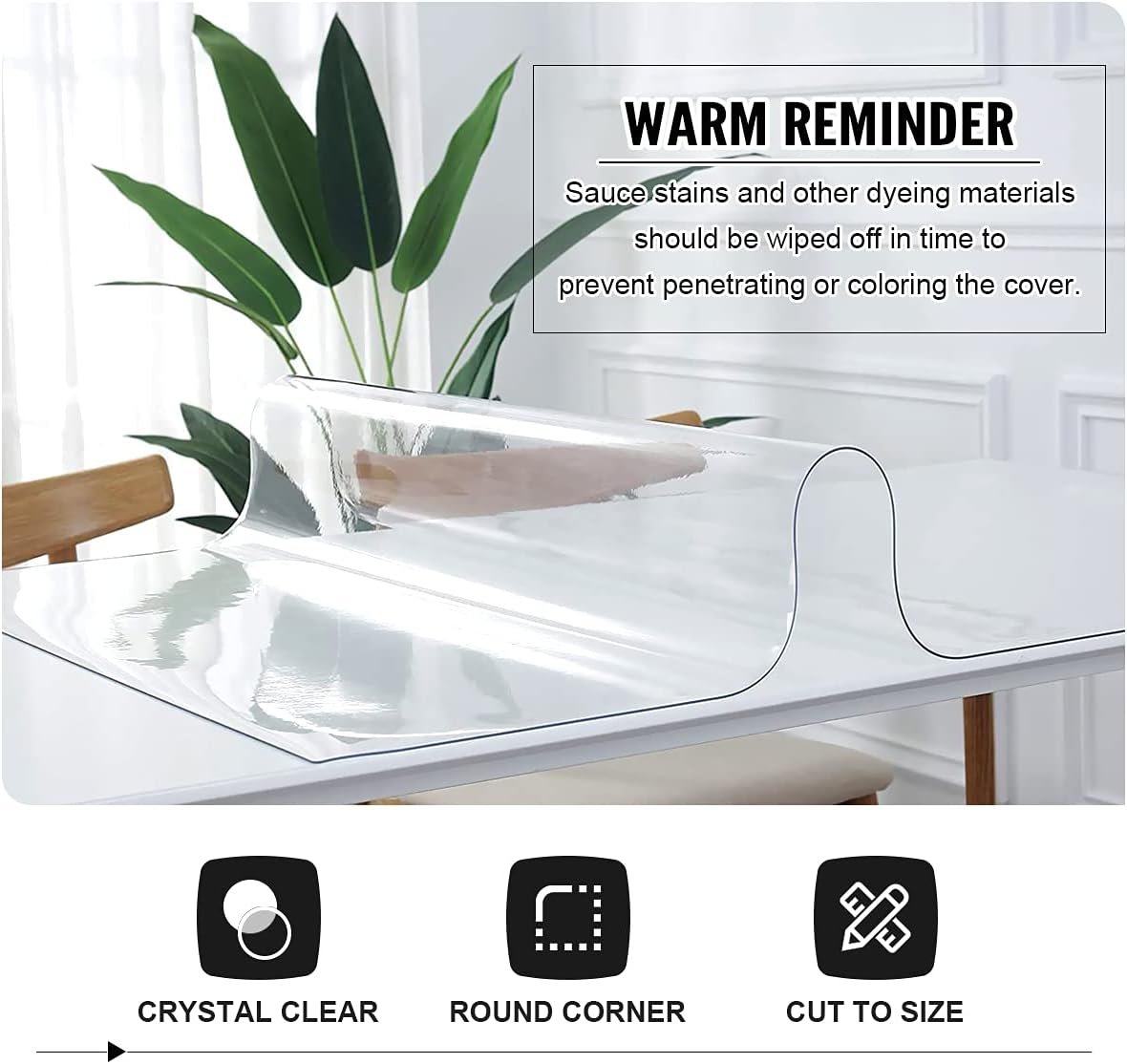 Clear Table Protector 24 x 48 Inch - 2mm Thick Plastic Table Cover, Clear Table Cover Protector Rectangle, Waterproof PVC Desk Mat for Coffee Table, Writing Desk, Dining Room, Dresser - Image 4
