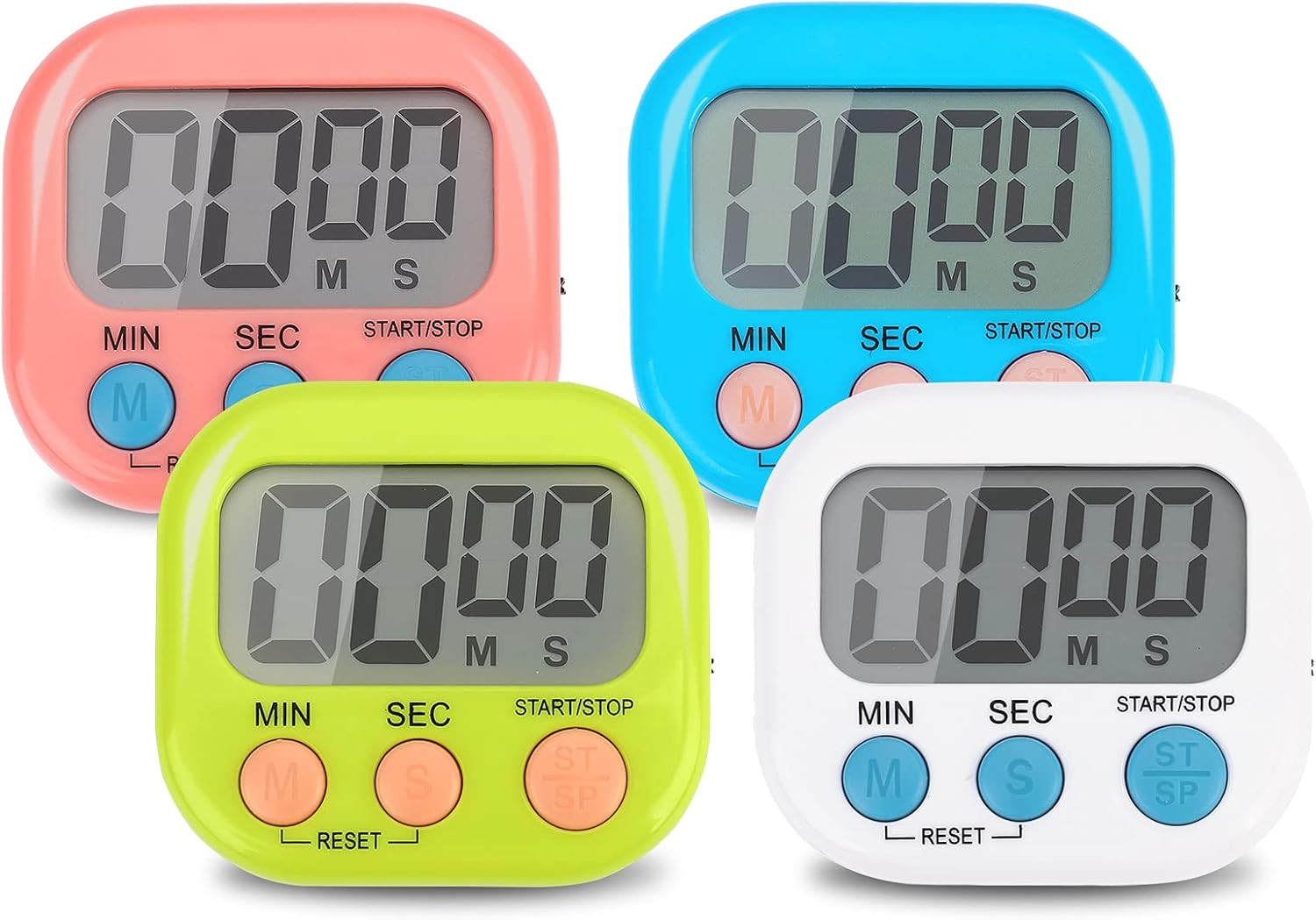 4-Piece Multi-Function Electronic Timer, Learning Management, Suitable for Kitchen, Study, Work, Exercise Training, Outdoor Activities(not Including Battery). - Image 1