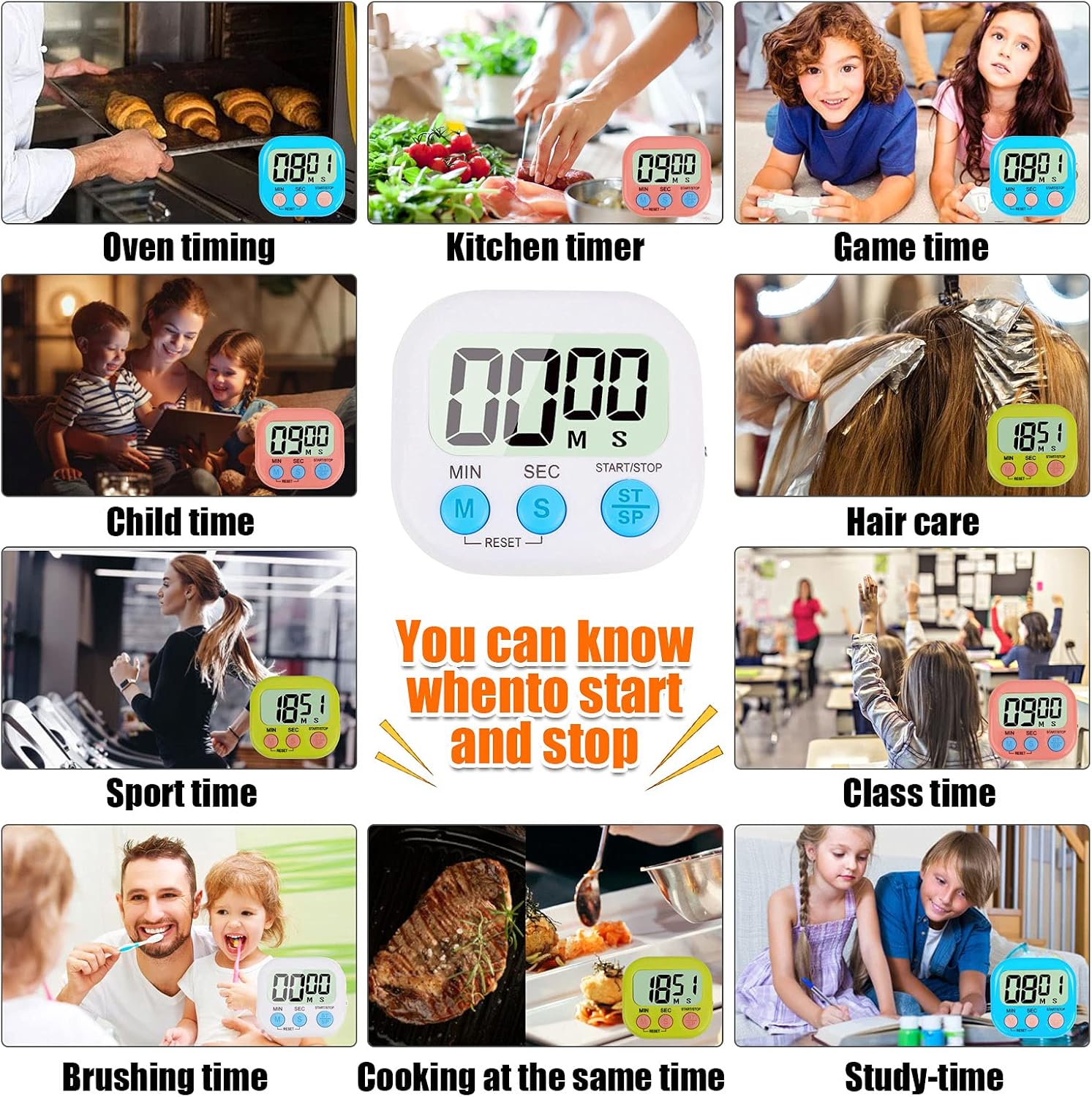 4-Piece Multi-Function Electronic Timer, Learning Management, Suitable for Kitchen, Study, Work, Exercise Training, Outdoor Activities(not Including Battery). - Image 2