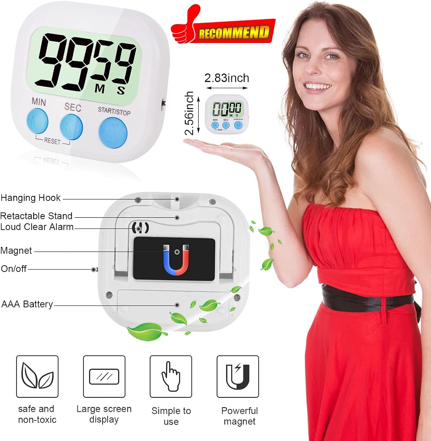 4-Piece Multi-Function Electronic Timer, Learning Management, Suitable for Kitchen, Study, Work, Exercise Training, Outdoor Activities(not Including Battery). - Image 3