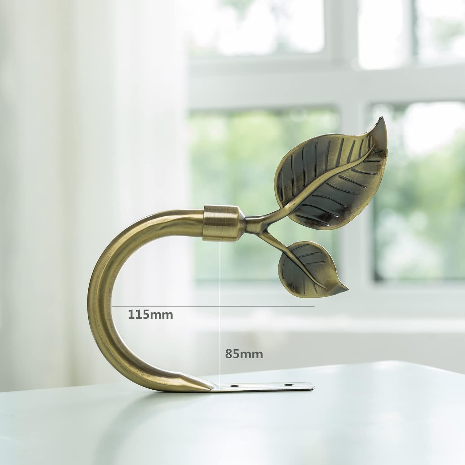 Leaf Shaped Curtain Tieback Holdbacks 2pcs, Handmade Metal Curtain Side Holders for Wall, Curtain Hook Pull Backs for Drapes Window Decoration (Antique Brass) - Image 5