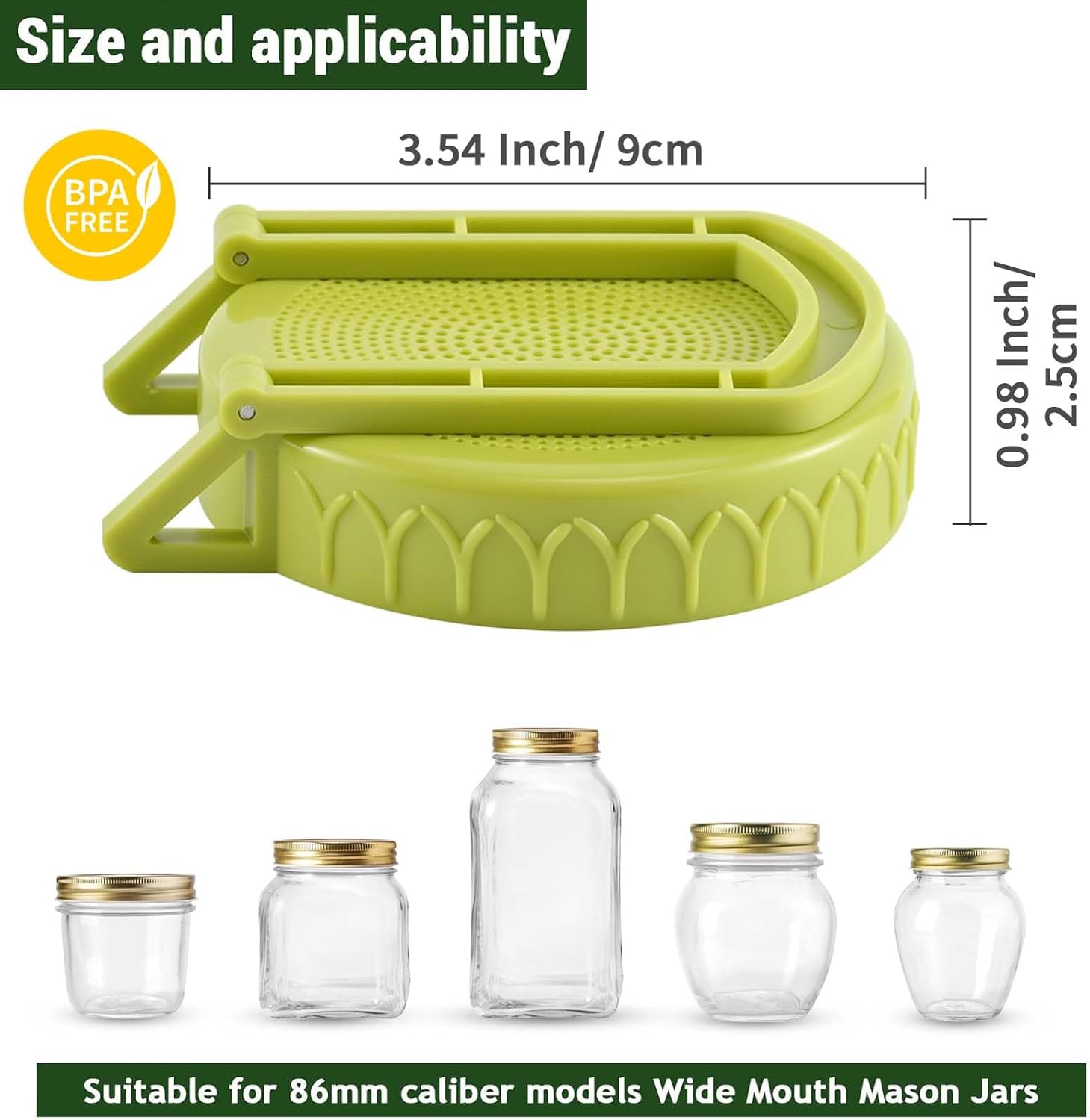Sprouting Kit for Wide Mouth Mason Jars, 2-Pack BPA-Free One-Piece Sprouting Lids with Built-In Stand, Seed Germination Jar Sprouter Lid, Fits Wide Mouth Jars (3.38