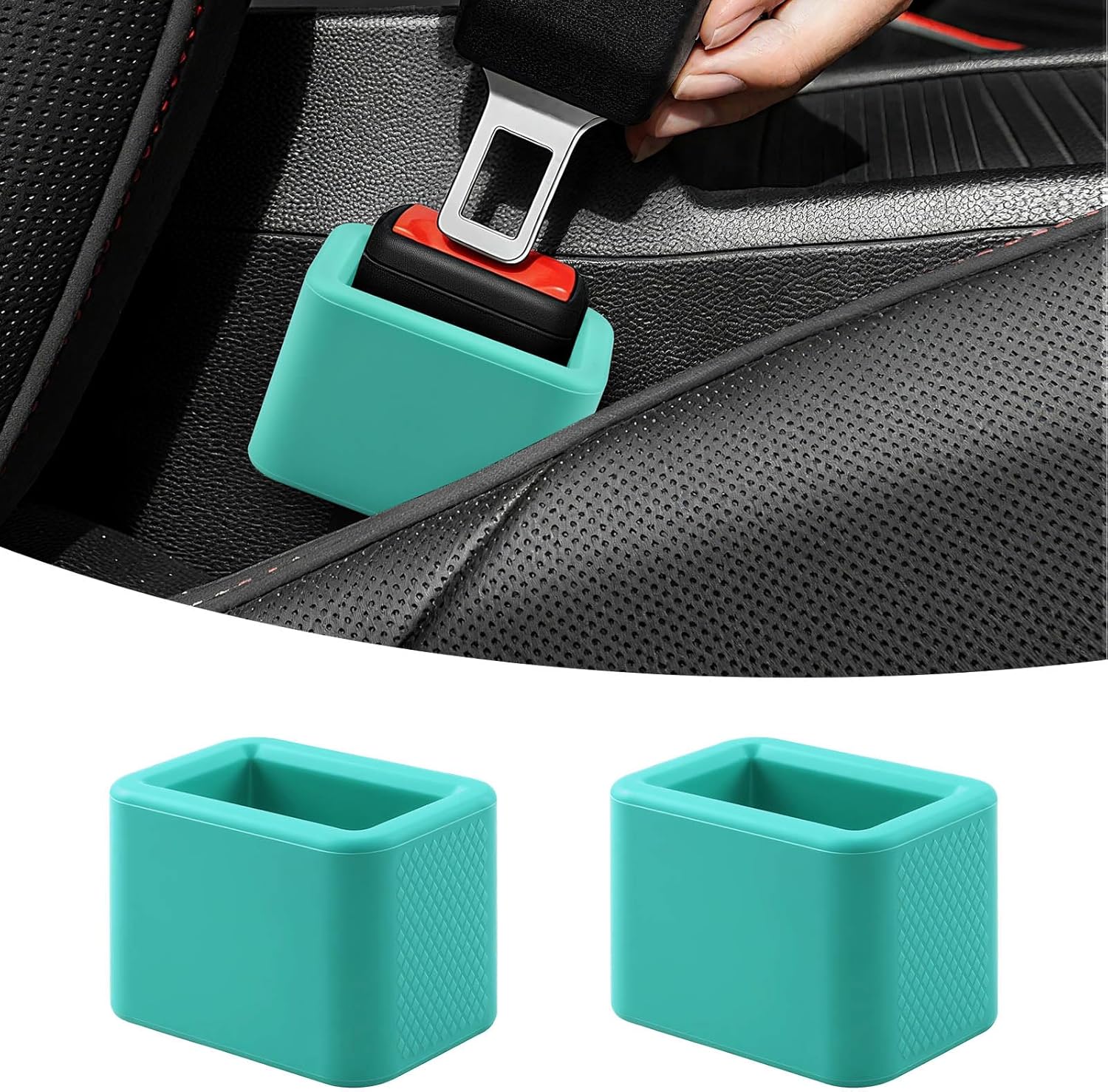 2 PCS Seat Belt Buckle Holder, Silicone Seatbelt Buckle Booster to Makes Receptacle Stand Upright for Easy Access (Mint Green) - Image 1