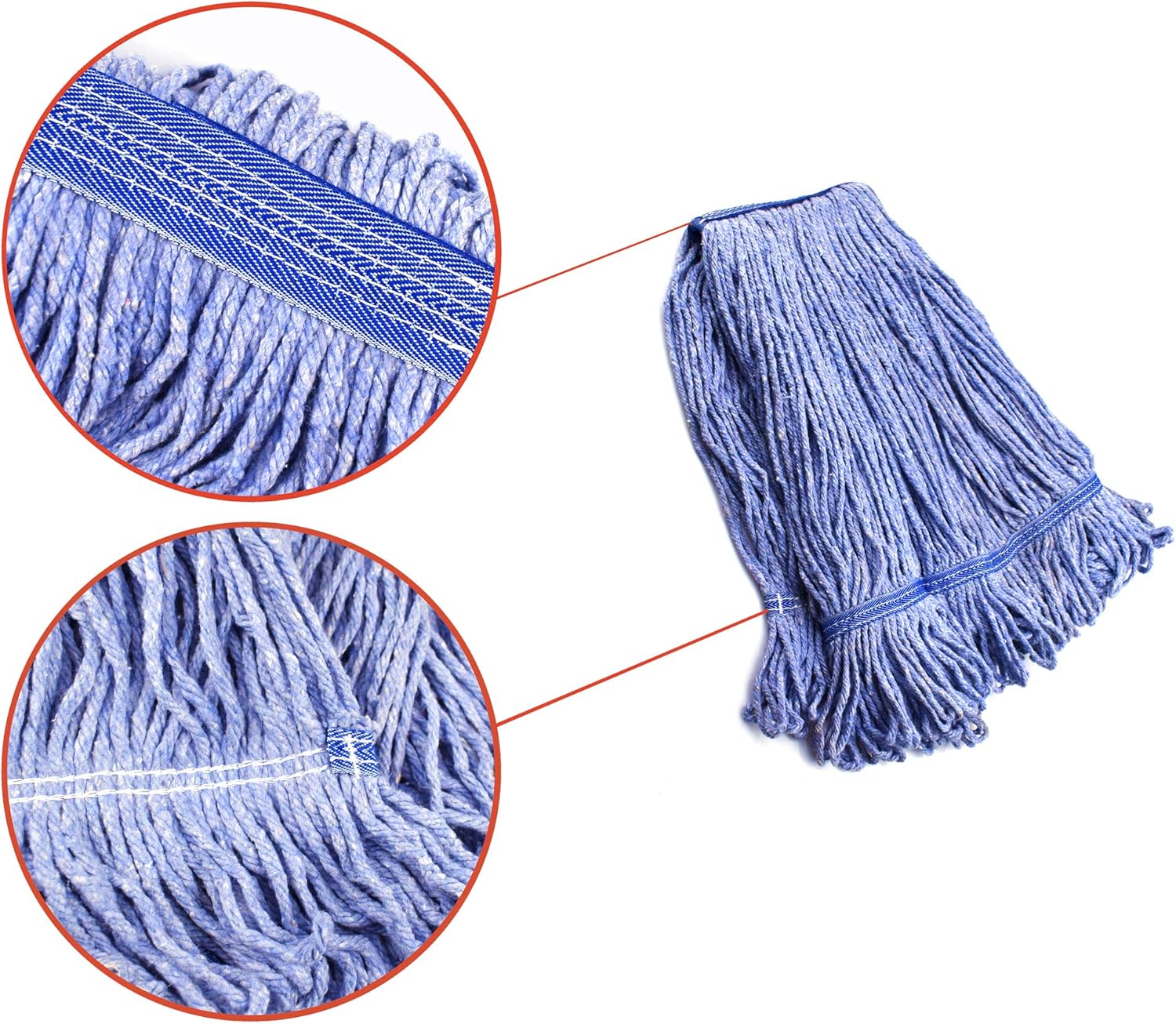 String Mop Heads Replacement Heavy Duty Commercial Grade Blue Cotton Looped End Wet Industrial Cleaning Mop Head Refills (4, Medium) - Image 3