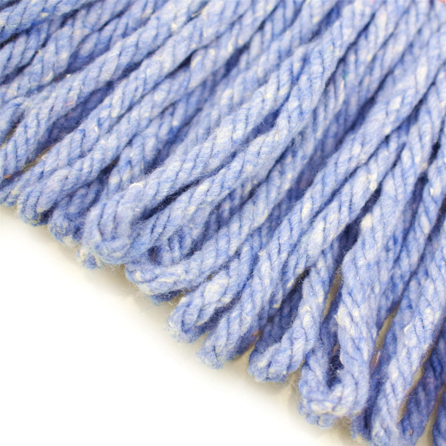 String Mop Heads Replacement Heavy Duty Commercial Grade Blue Cotton Looped End Wet Industrial Cleaning Mop Head Refills (4, Medium) - Image 4