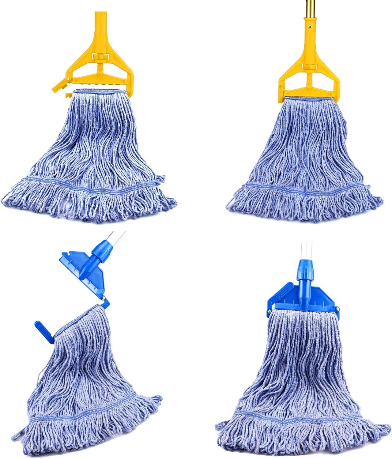 String Mop Heads Replacement Heavy Duty Commercial Grade Blue Cotton Looped End Wet Industrial Cleaning Mop Head Refills (4, Medium) - Image 6