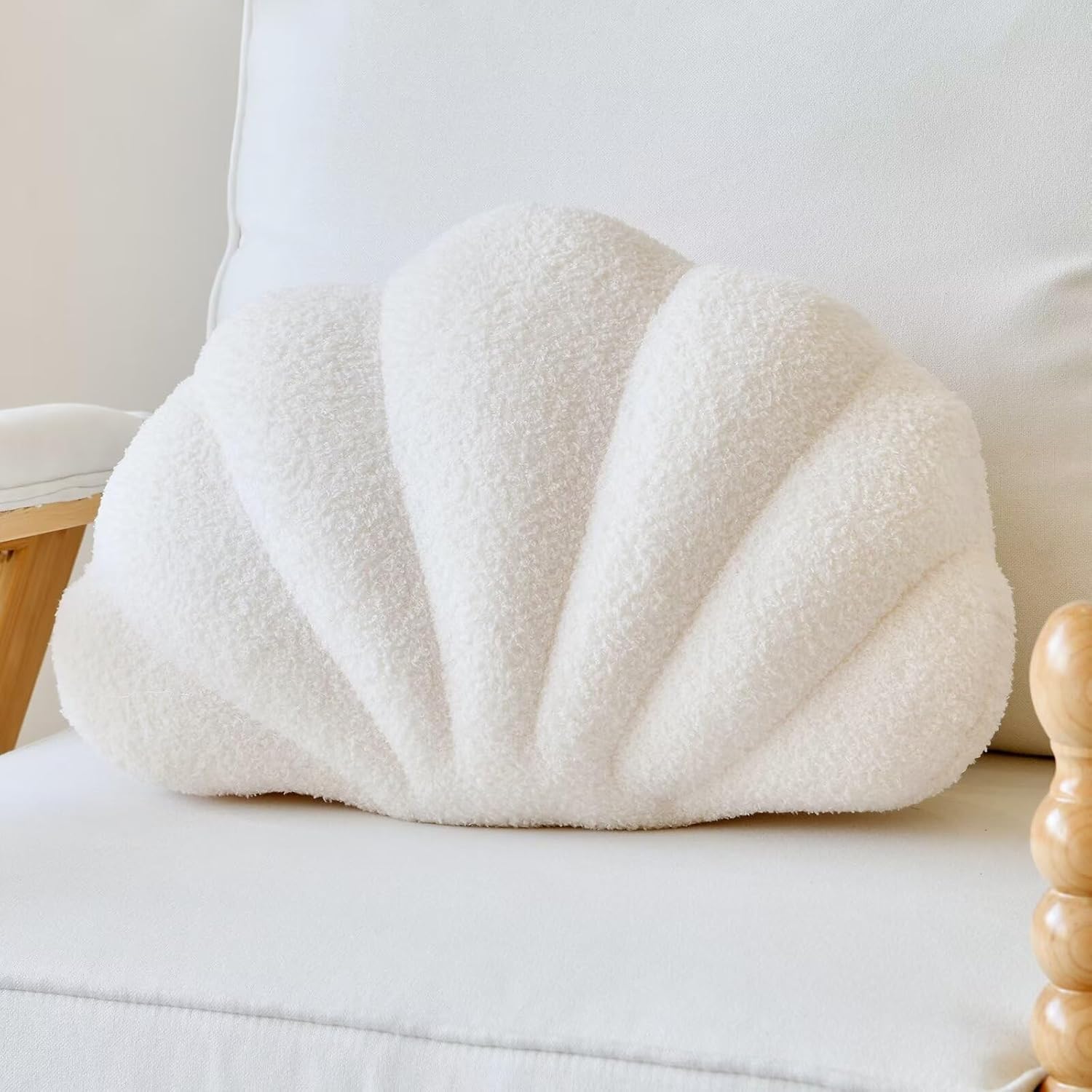 Ivory Seashell Throw Pillows, Shell Shaped Throw Pillows, 13 Inch Soft Home Decorative Pillow Plush Cushion for Bed Couch Living Sofa Room Decor Accent Throw Pillow - Image 1