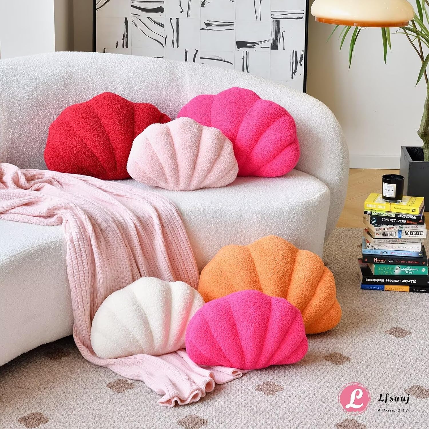Ivory Seashell Throw Pillows, Shell Shaped Throw Pillows, 13 Inch Soft Home Decorative Pillow Plush Cushion for Bed Couch Living Sofa Room Decor Accent Throw Pillow - Image 4