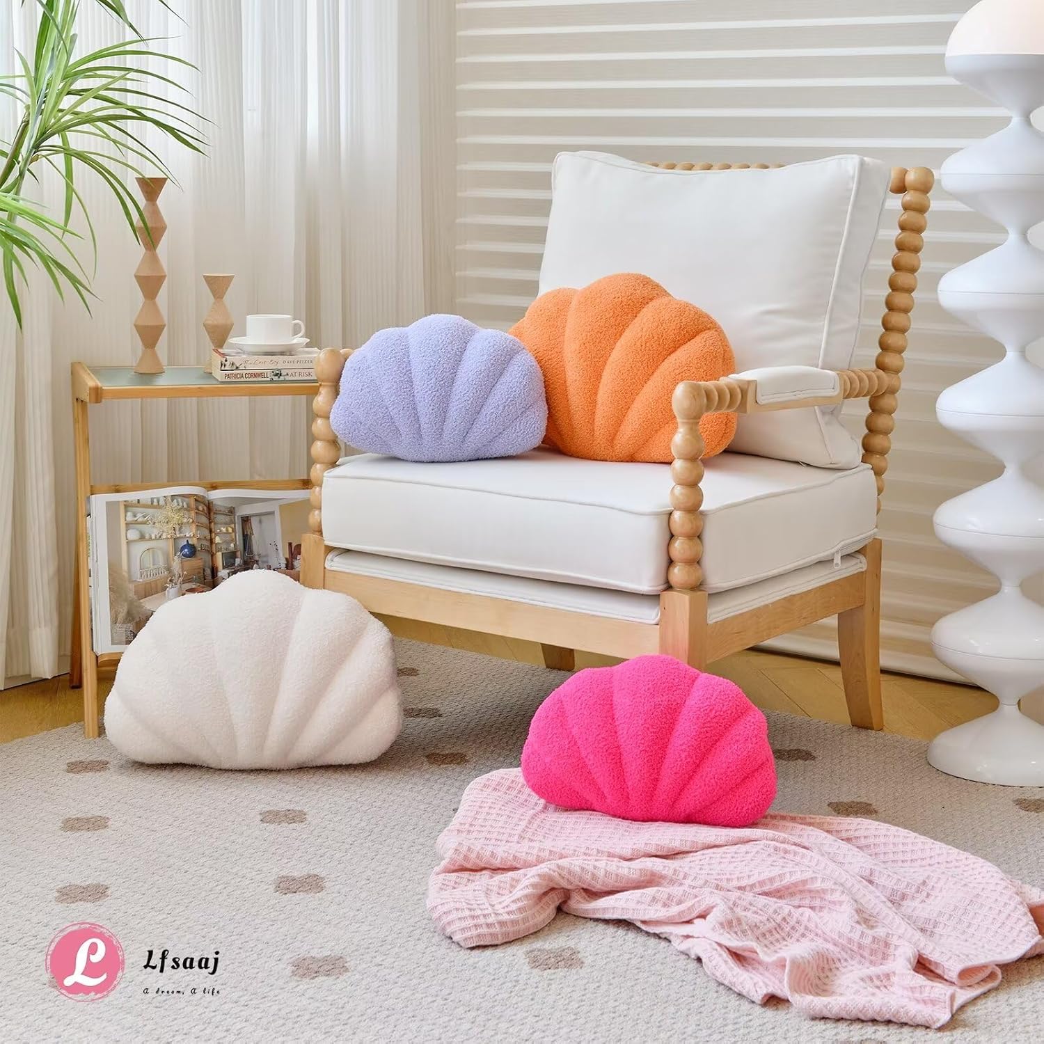 Ivory Seashell Throw Pillows, Shell Shaped Throw Pillows, 13 Inch Soft Home Decorative Pillow Plush Cushion for Bed Couch Living Sofa Room Decor Accent Throw Pillow - Image 5