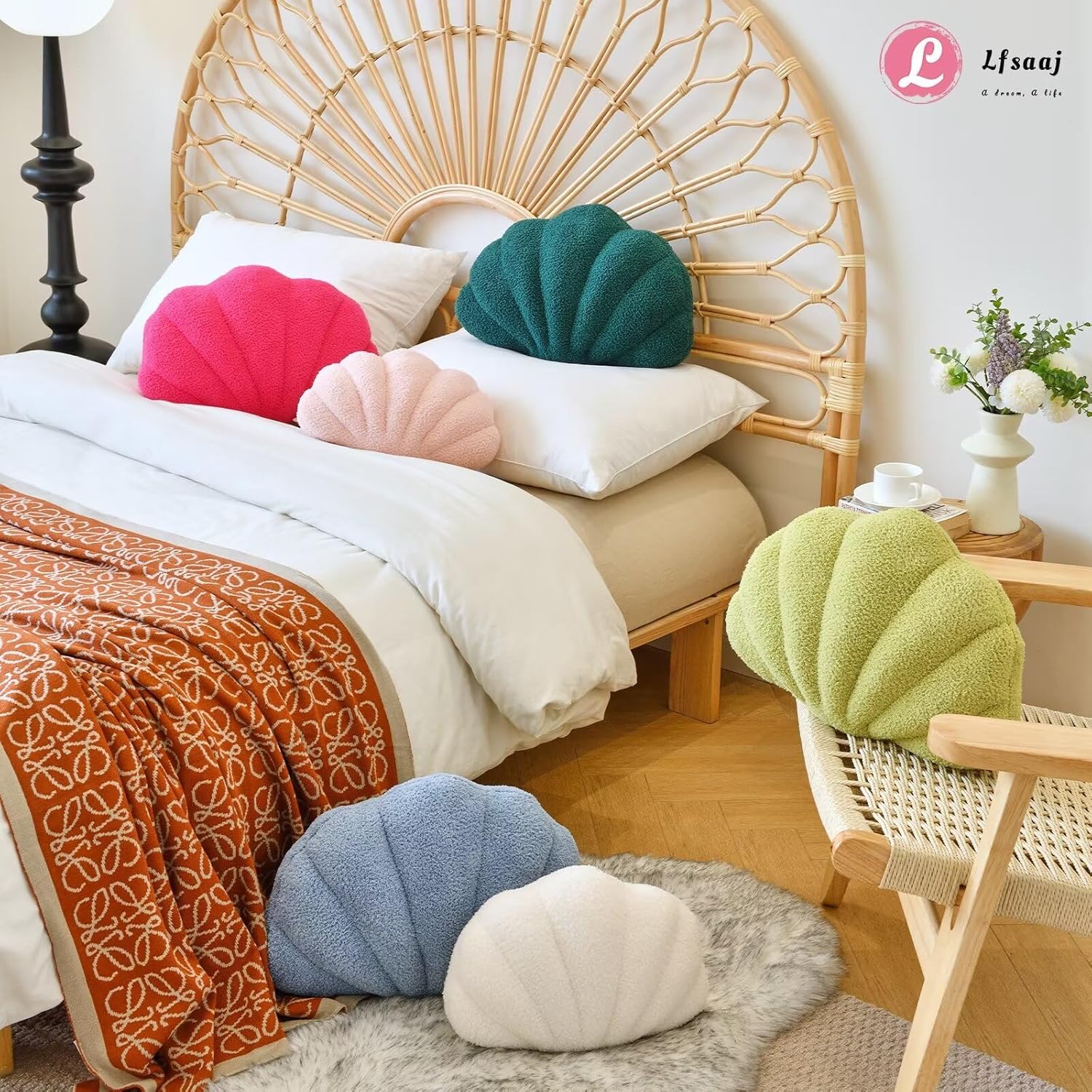 Ivory Seashell Throw Pillows, Shell Shaped Throw Pillows, 13 Inch Soft Home Decorative Pillow Plush Cushion for Bed Couch Living Sofa Room Decor Accent Throw Pillow - Image 6