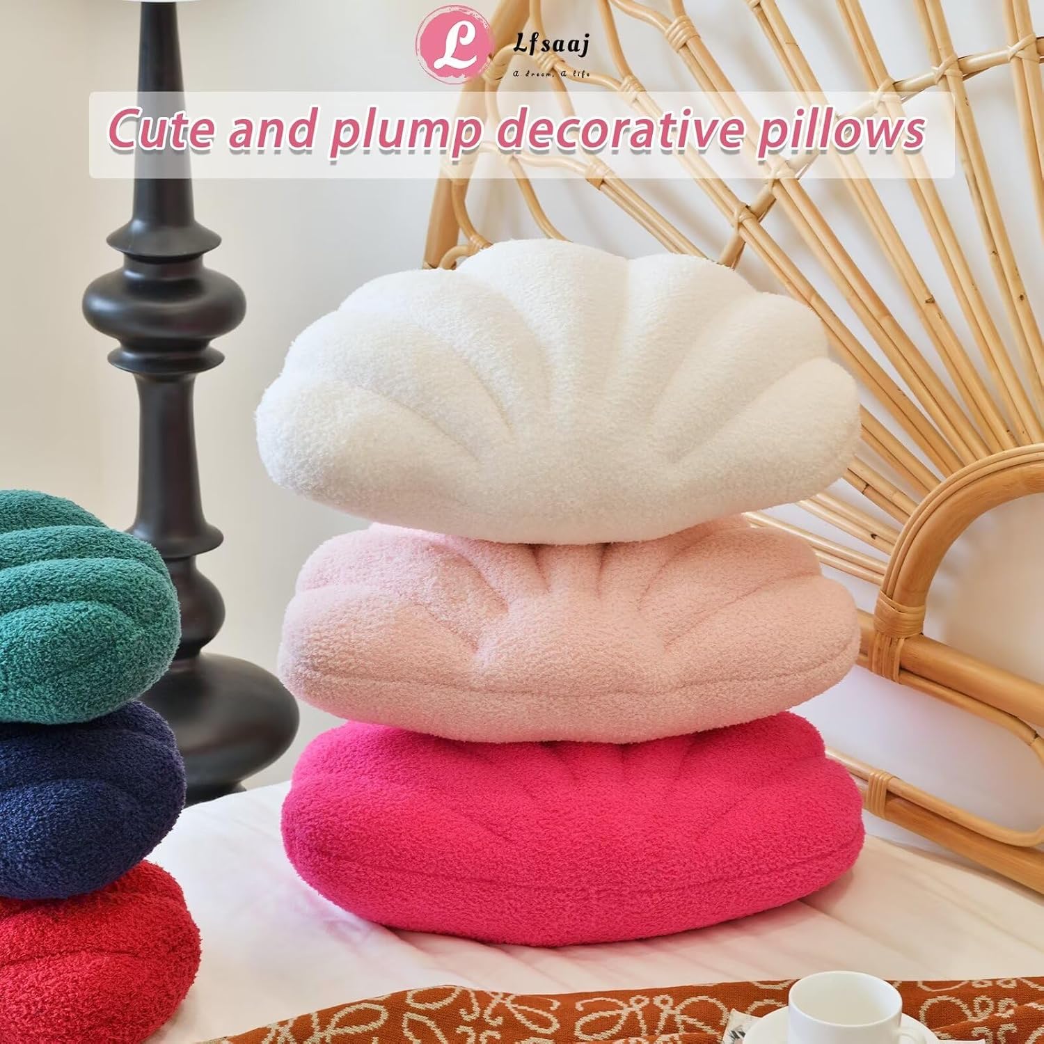 Ivory Seashell Throw Pillows, Shell Shaped Throw Pillows, 13 Inch Soft Home Decorative Pillow Plush Cushion for Bed Couch Living Sofa Room Decor Accent Throw Pillow - Image 7