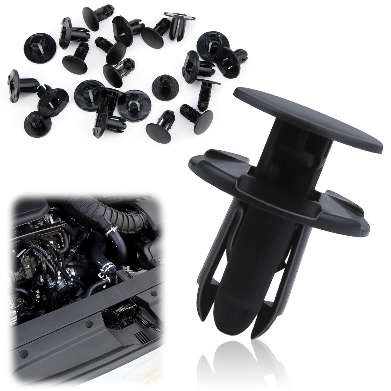 20 PCS Fender Liner Push-Type Retainer Clip Fastener, Bumper Engine Under Cover Clip, Car Retainer Clips, Compatible with Hyundai Kia Accent, Azera, Equus, Elantra, Genesis, Replaces GM: 86595-2T500 - Image 1