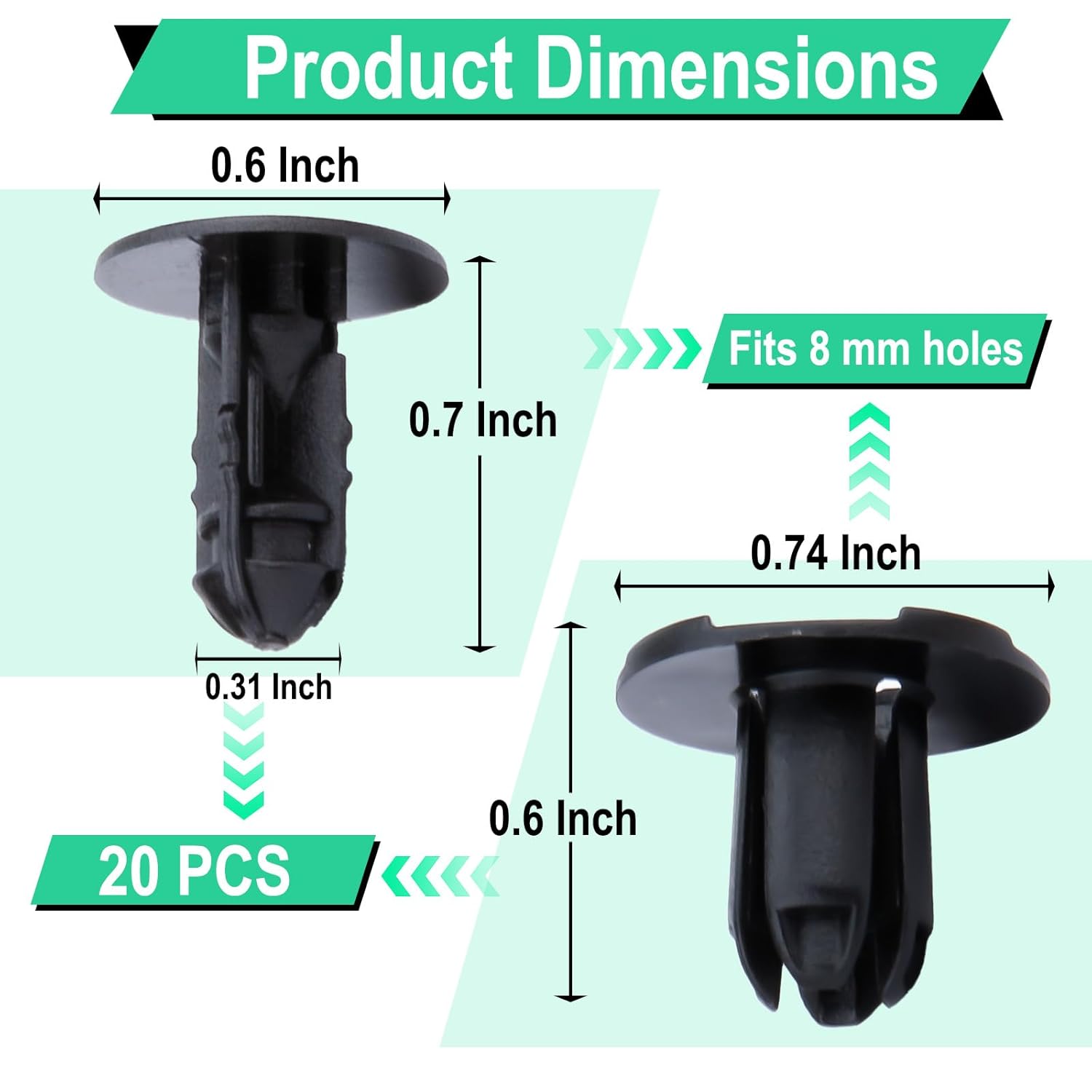 20 PCS Fender Liner Push-Type Retainer Clip Fastener, Bumper Engine Under Cover Clip, Car Retainer Clips, Compatible with Hyundai Kia Accent, Azera, Equus, Elantra, Genesis, Replaces GM: 86595-2T500 - Image 2