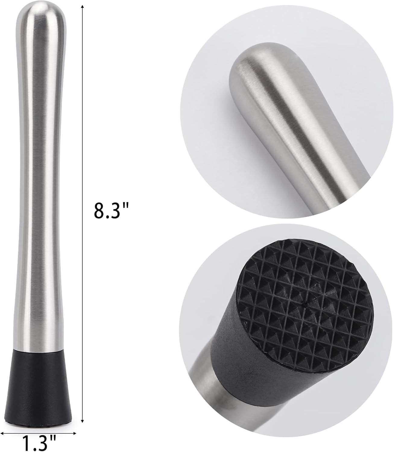 4 Pack Muddlers for Cocktail 304 Stainless Steel Fruit Crusher 8.3