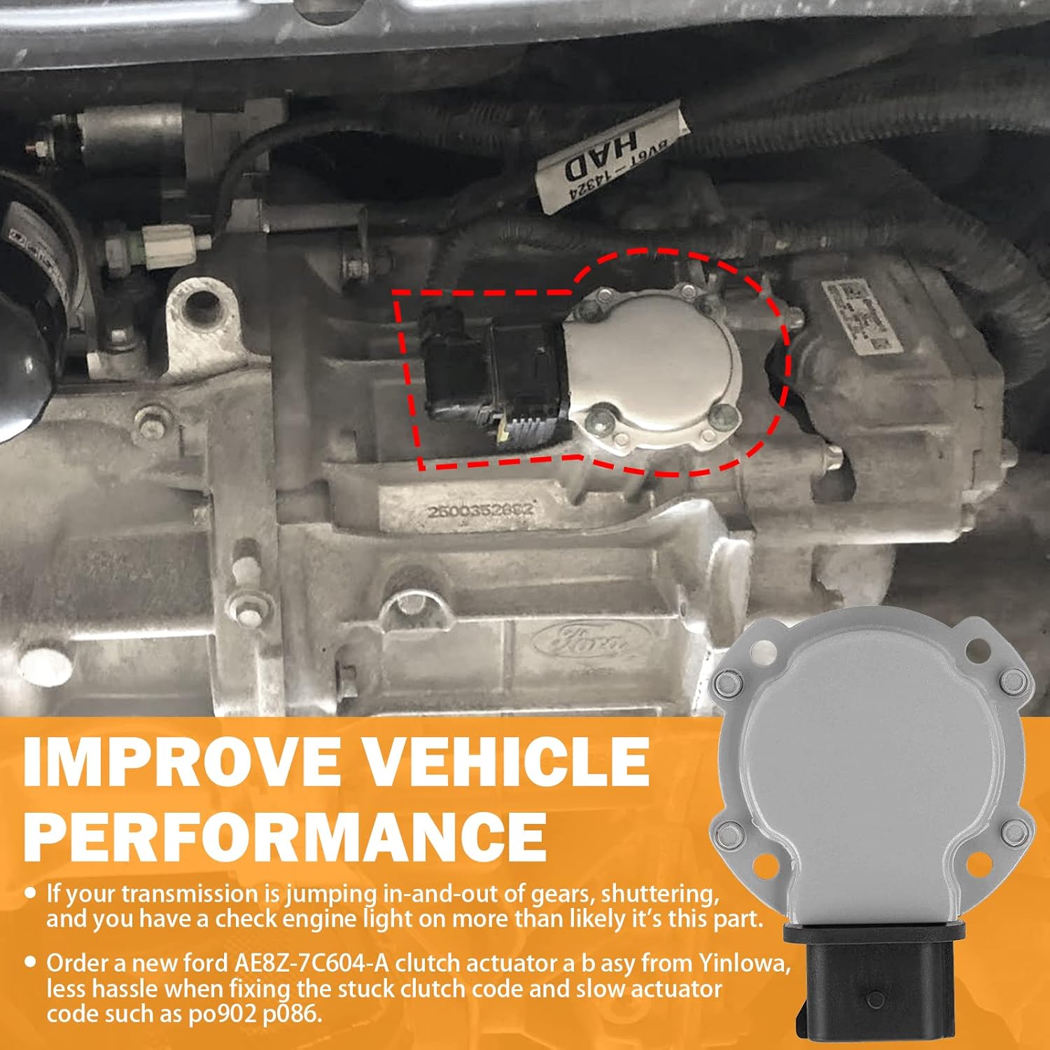 2PCS AE8Z-7C604-A Automatic Transmission Clutch Actuator A and B for 2012-2017 Ford Focus SE SEL, 11 12 13 14 15 16 17 Ford Fiesta Trans Clutch Actuator Replaces Ford AE8Z7C604A, AE8Z7C604 - Image 4